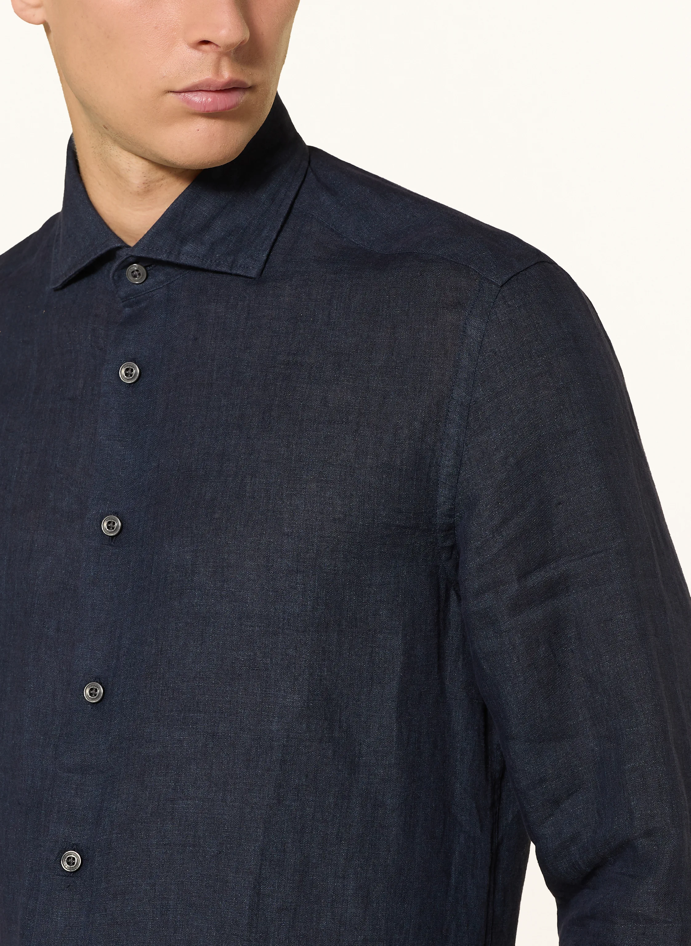 REISS Linen shirt RUBAN Regular Fit: DARK BLUE