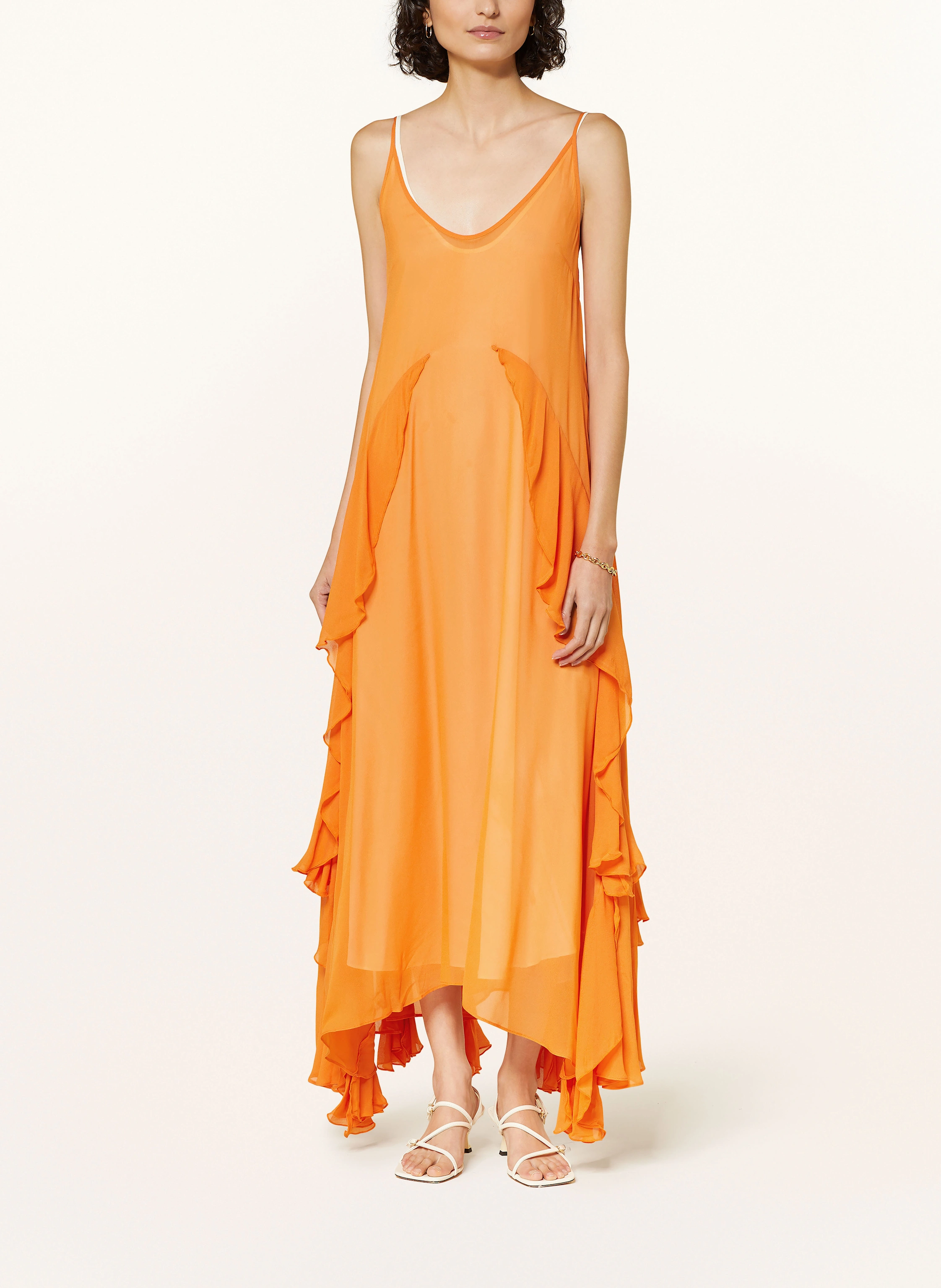 【海外限定】REISSワンピース☆Eden Ruffle Maxi Dress, Orange Reiss Eden Ruffle Maxi Dress, Orange