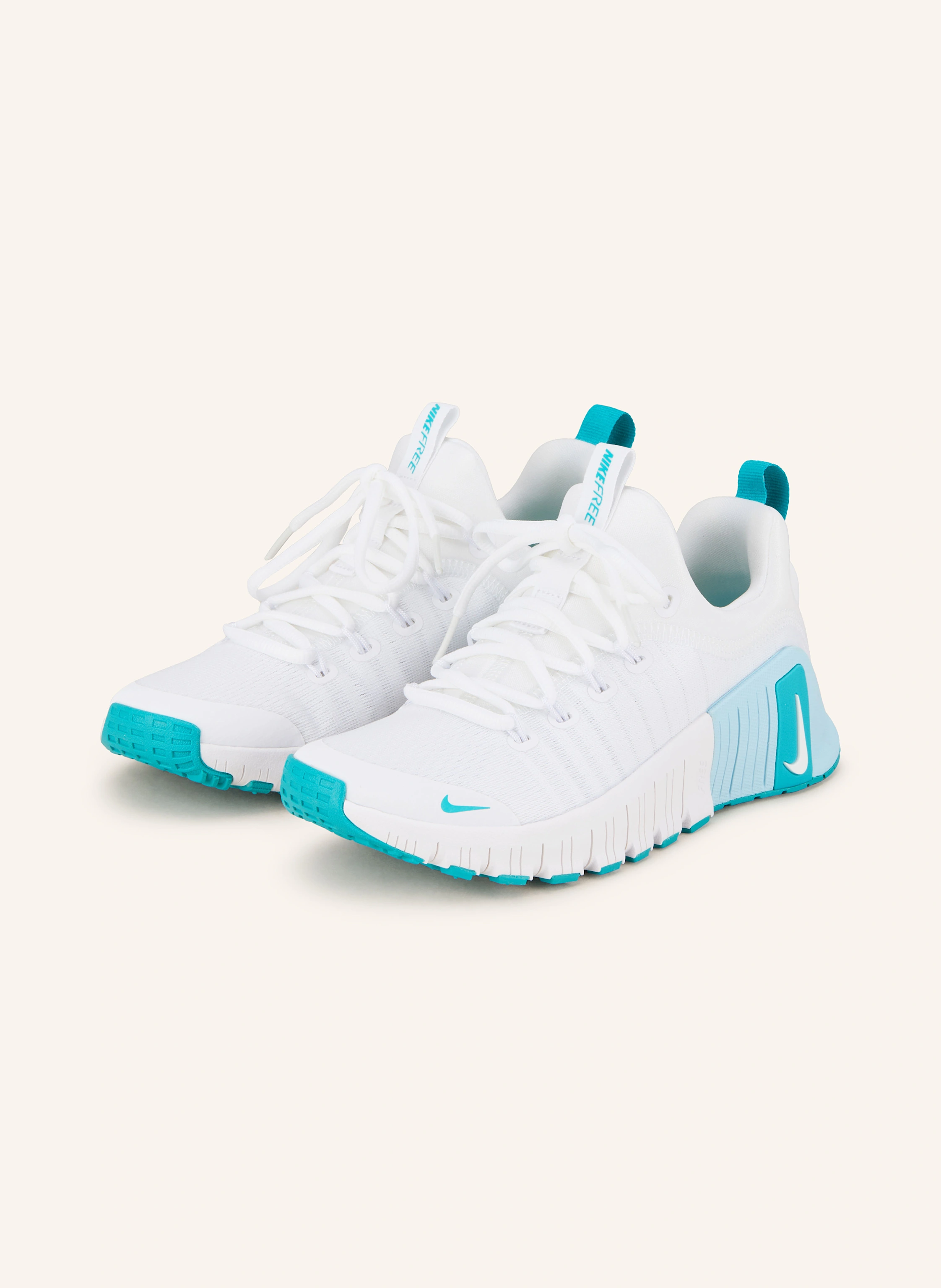 Nike FREE METCON fitness shoes in white/ light blue