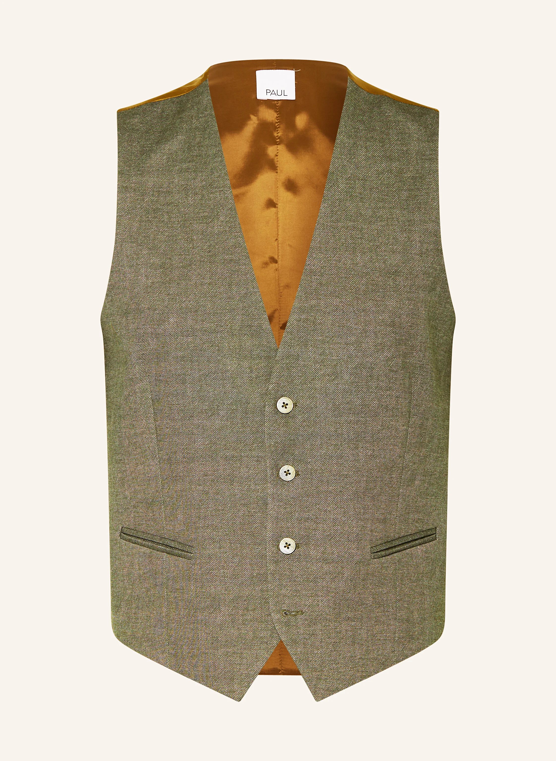 PAUL Slim fit jersey suit vest in 750 olive