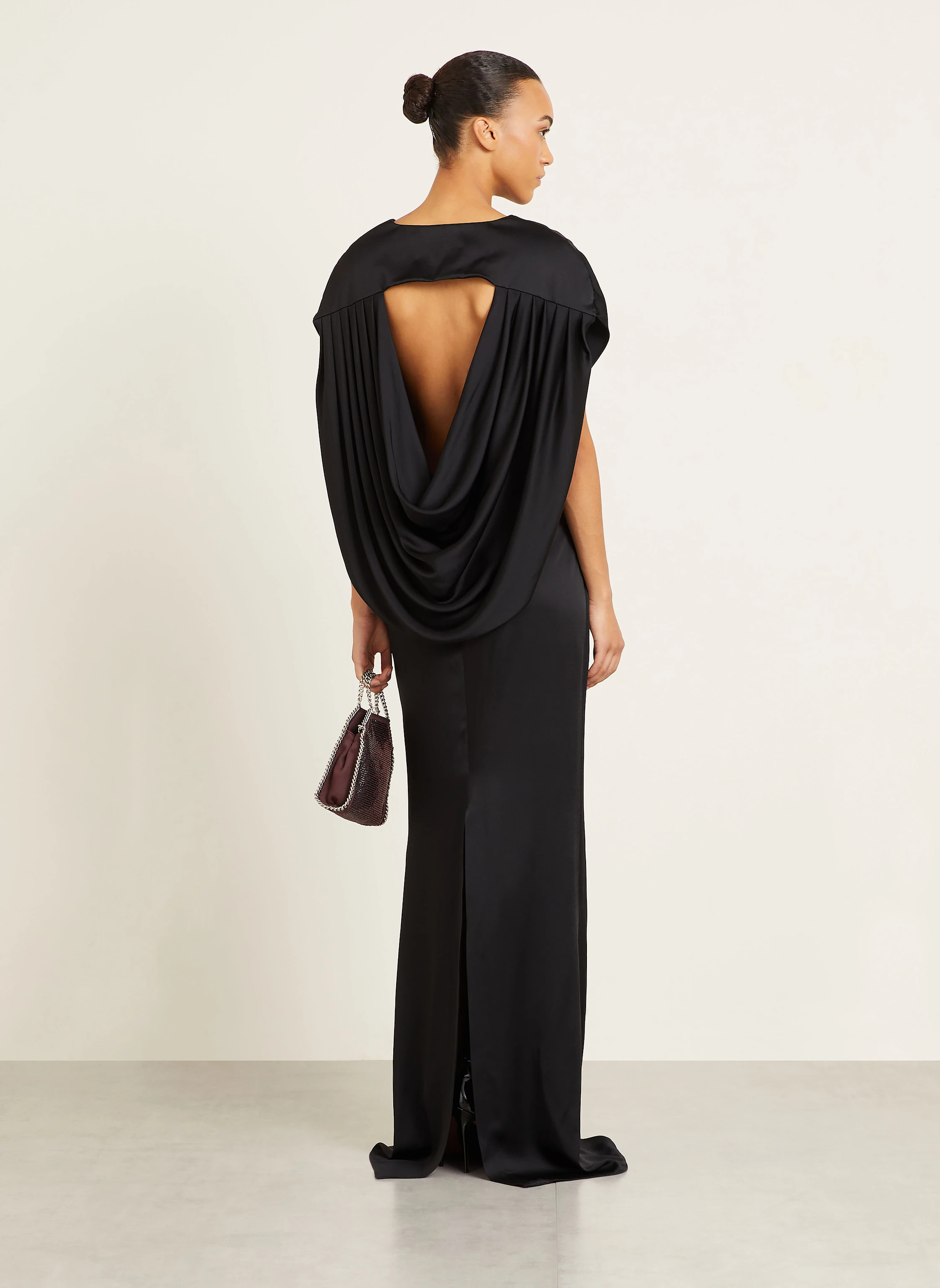 stella mccartney black dress Evening in New Zara Discontinued Black FLOAT_RIB_2025 and irregularly draped maxi Color:Nude/Gold