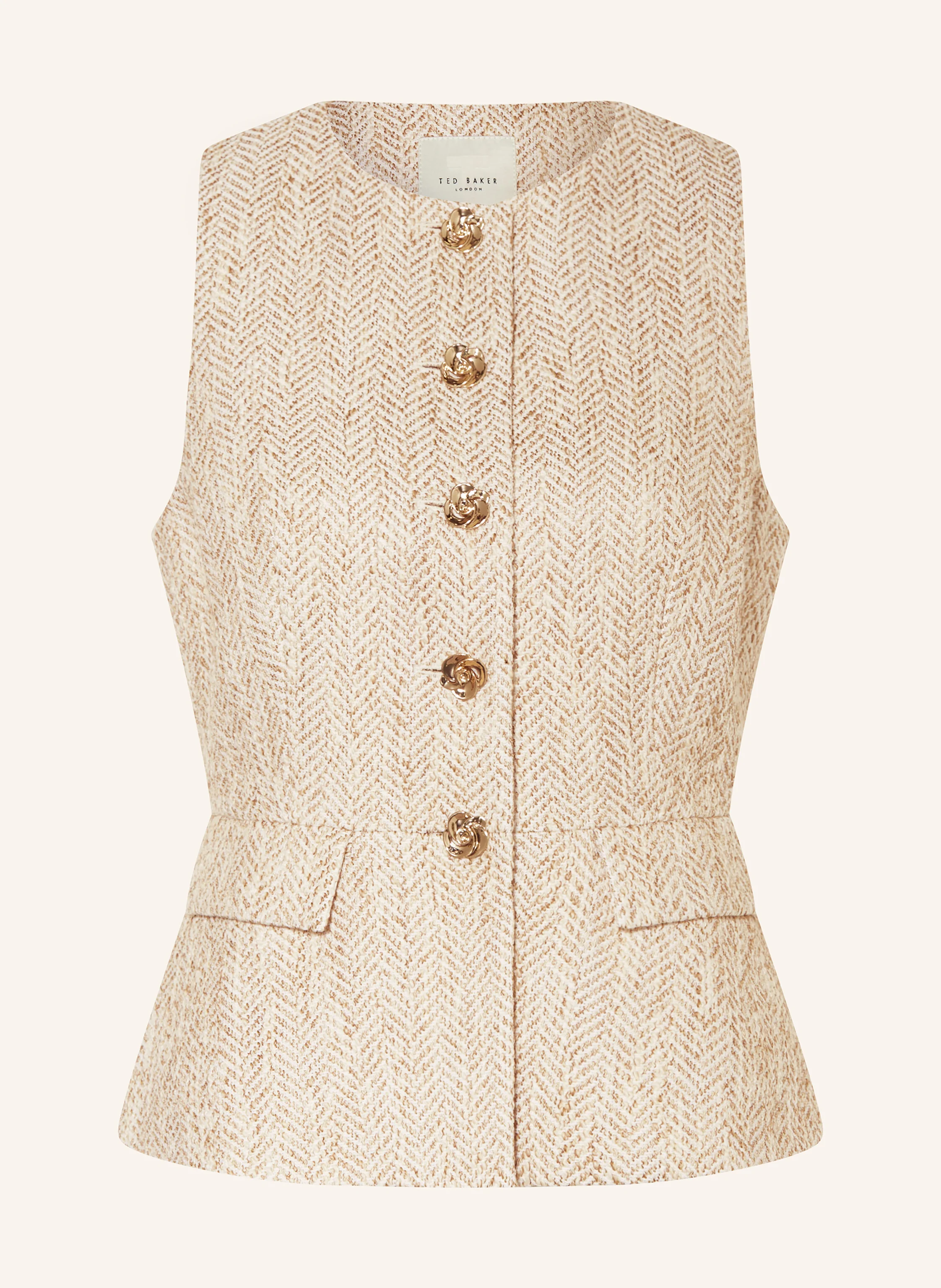 TED BAKER VULPAW blazer vest in tweed in cream / beige / ecru