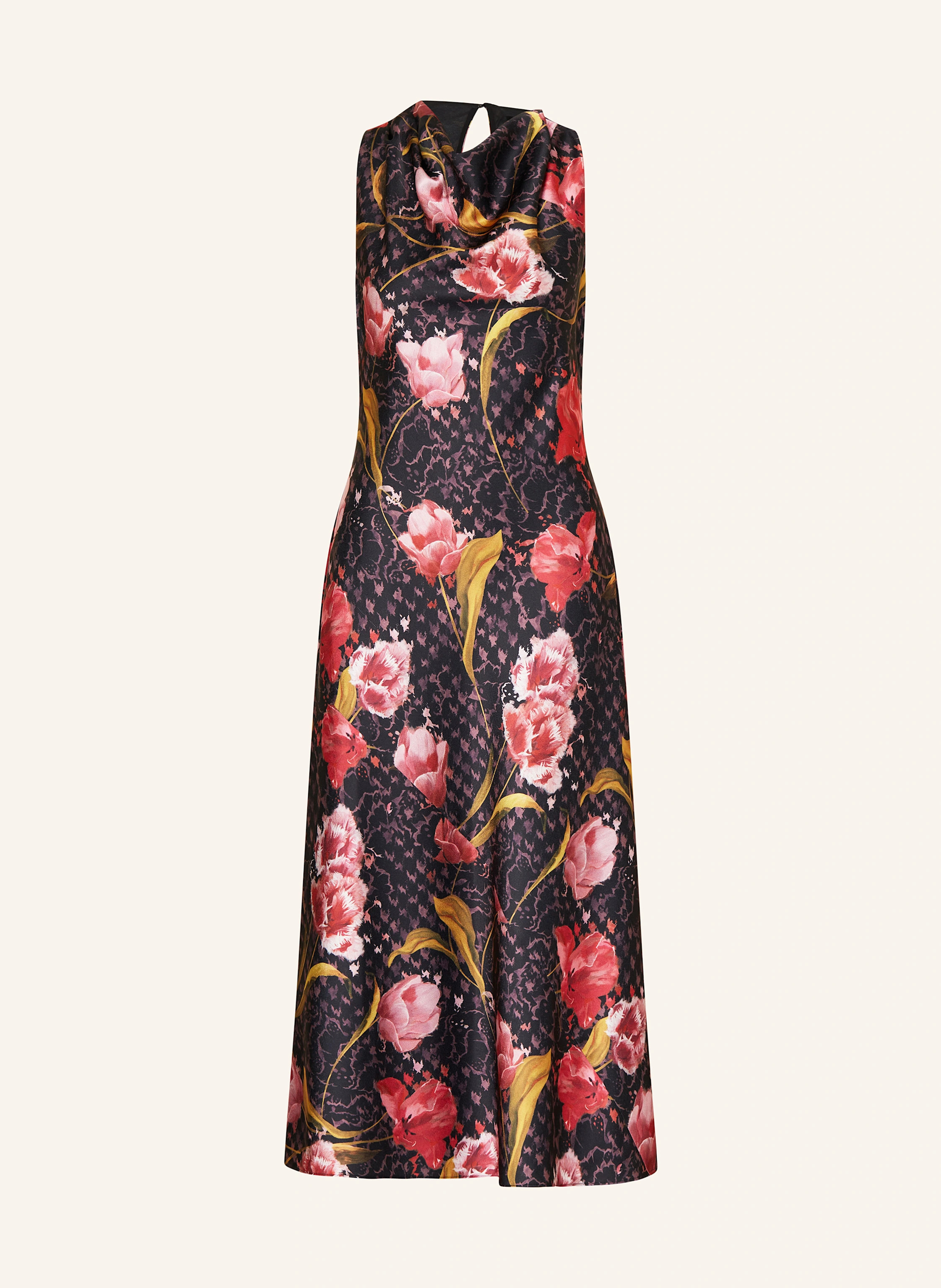 TED BAKER Satin dress TWILLI in black / red / dark yellow