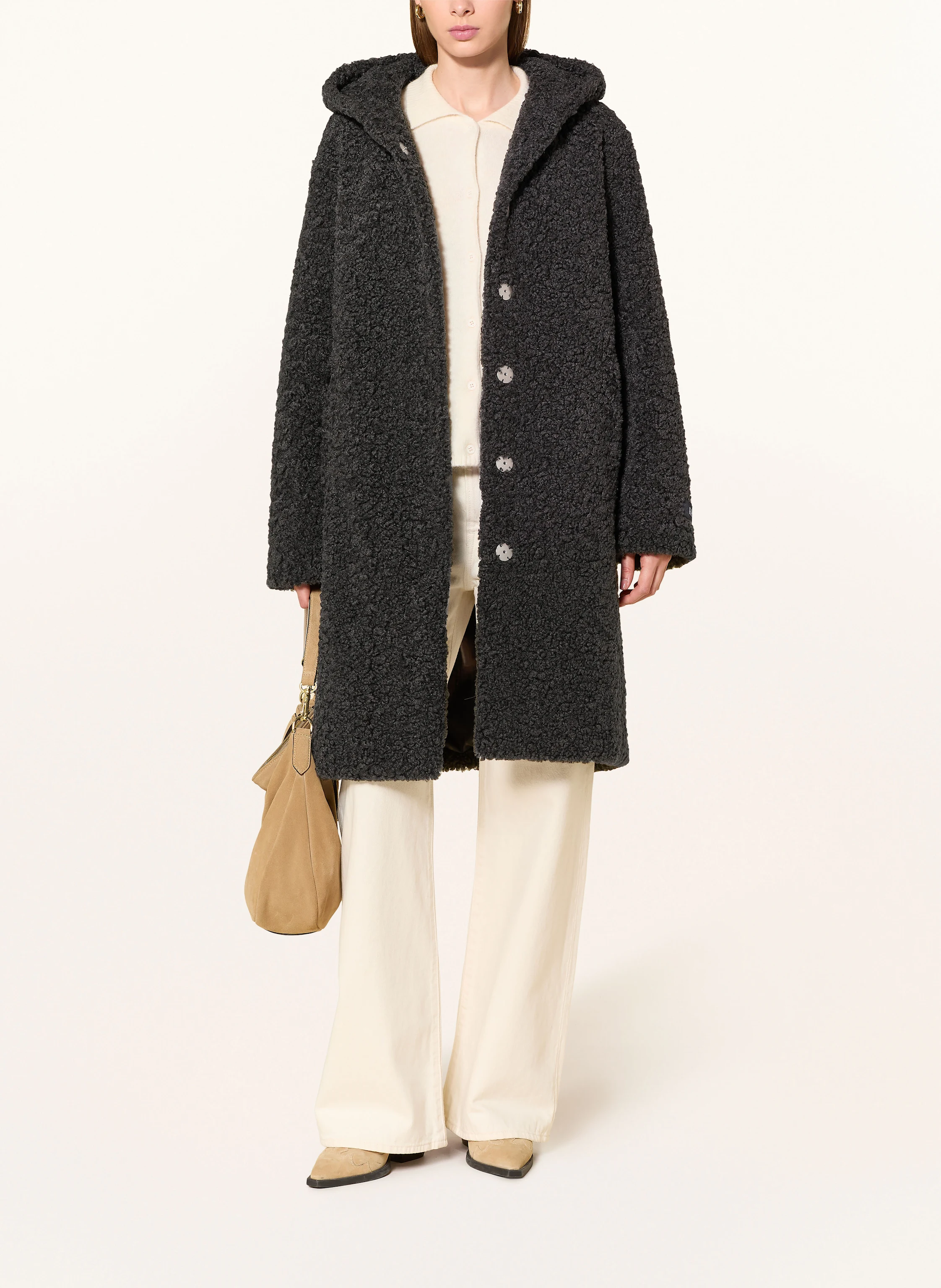 RINO PELLE Manteau en fourrure synthétique en noir