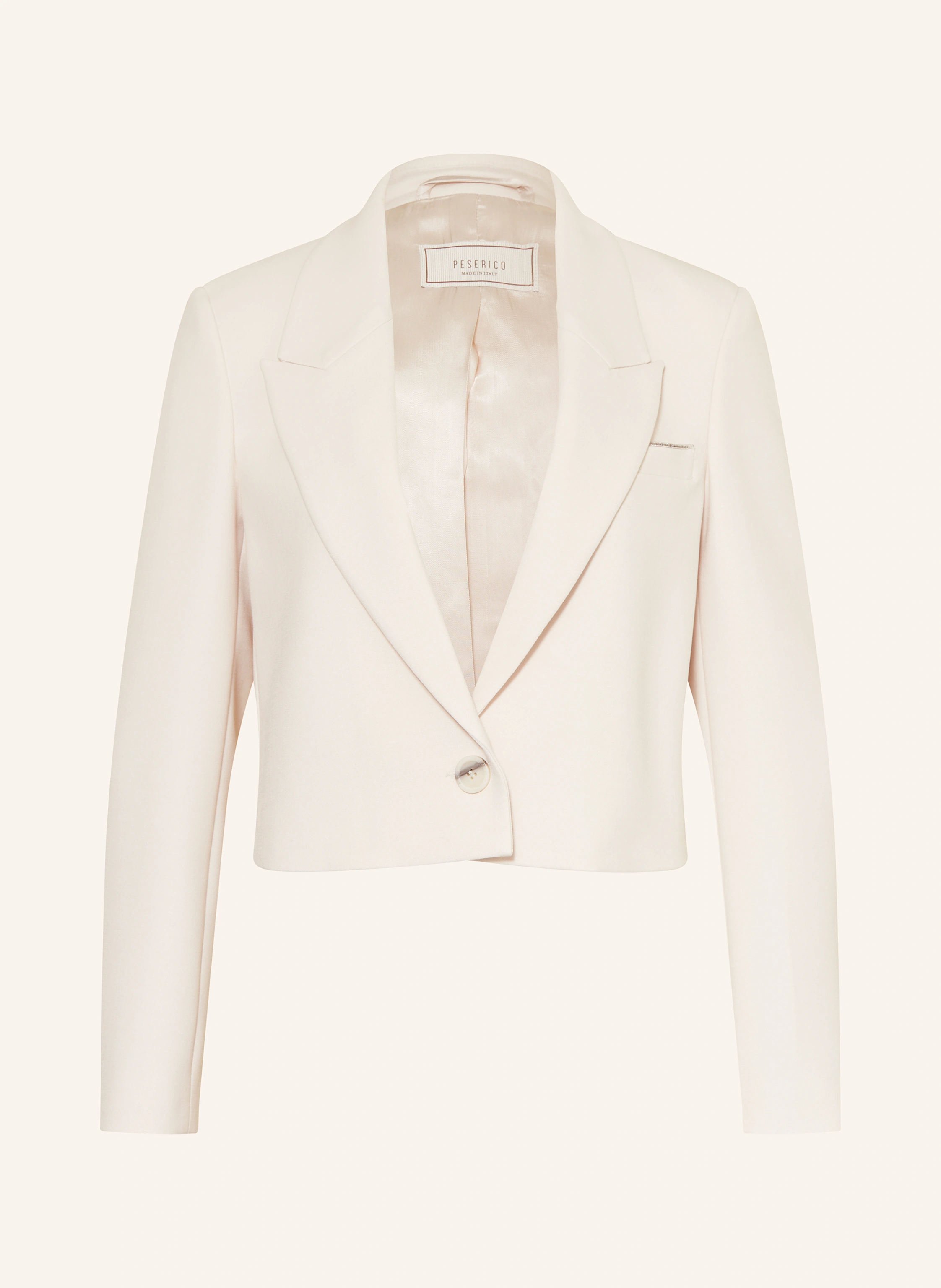 PESERICO Cropped blazer with decorative gems: BEIGE