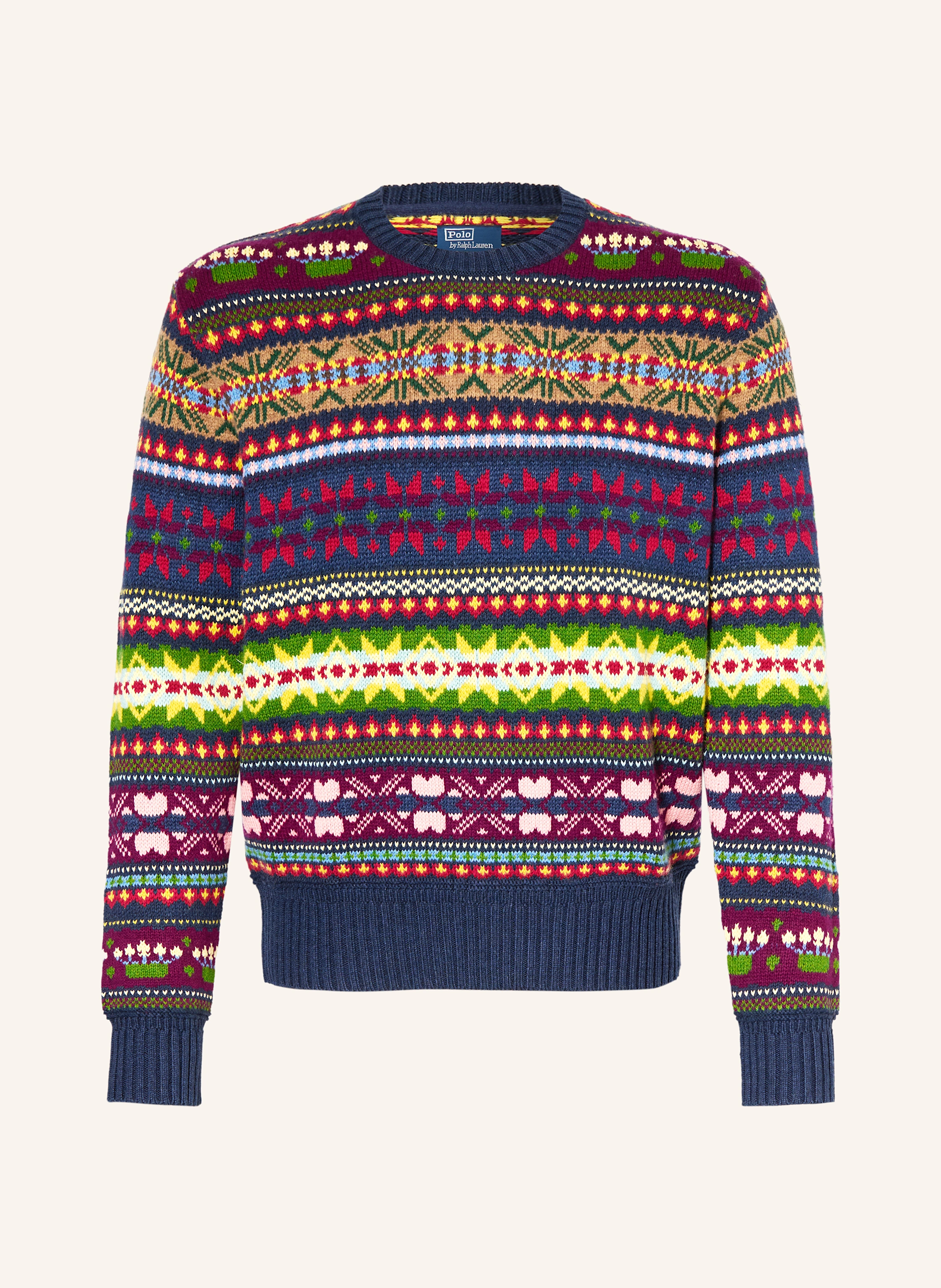 POLO RALPH LAUREN Sweater in dark blue / red / green