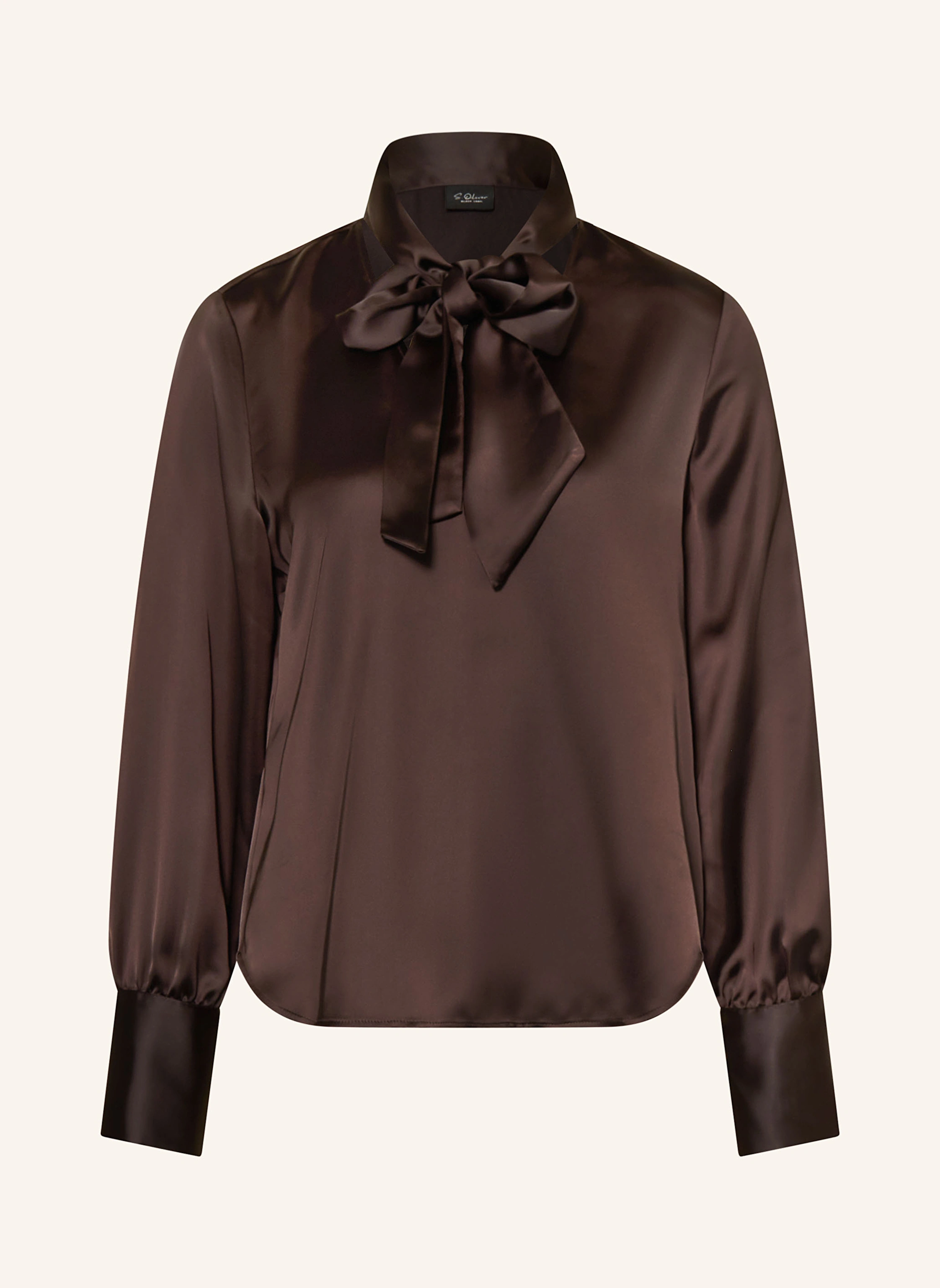 s.Oliver BLACK LABEL Satin bow-tie blouse in dark brown