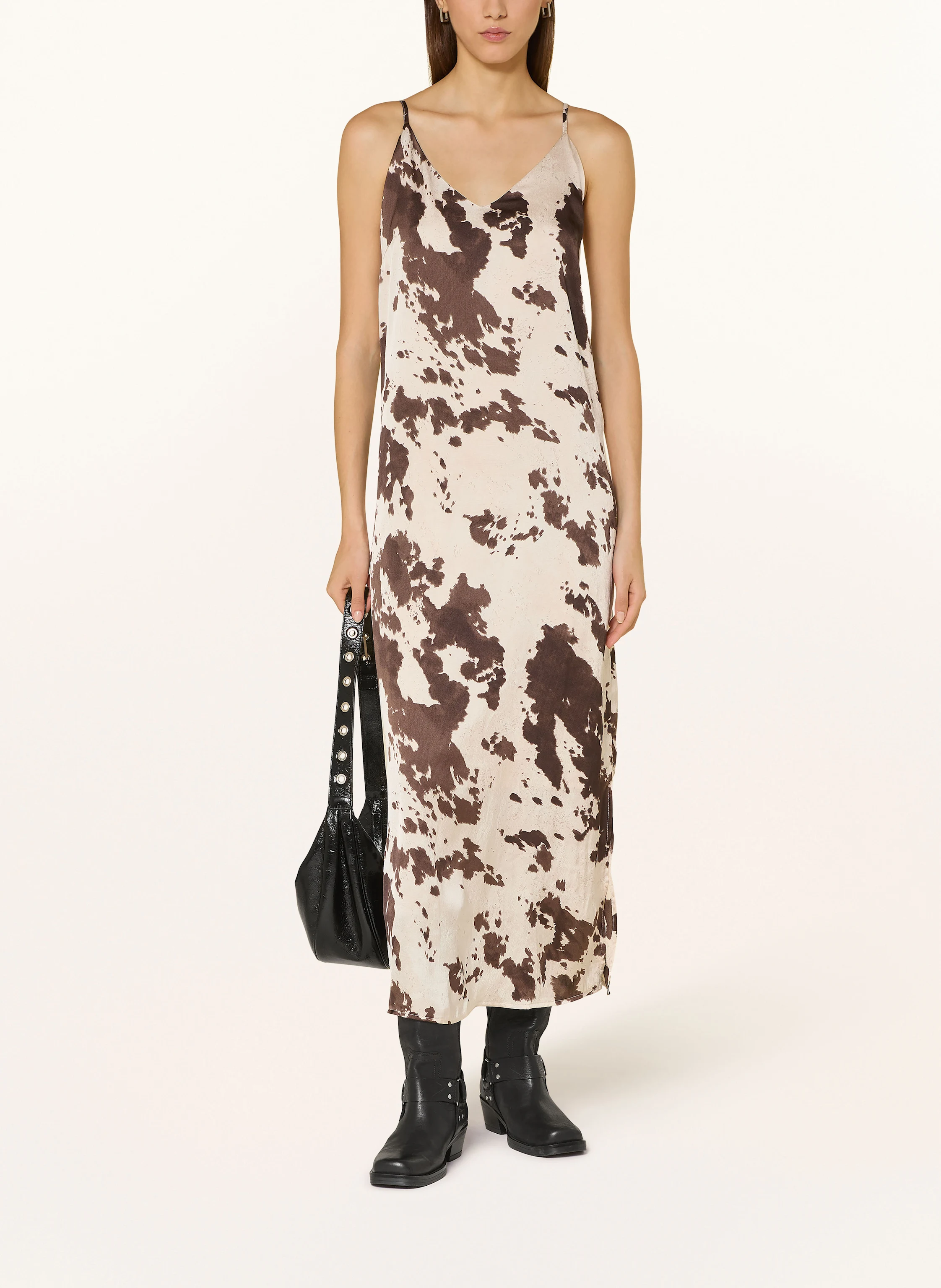 NEO NOIR Dress KAMRAN: DARK BROWN / ECRU