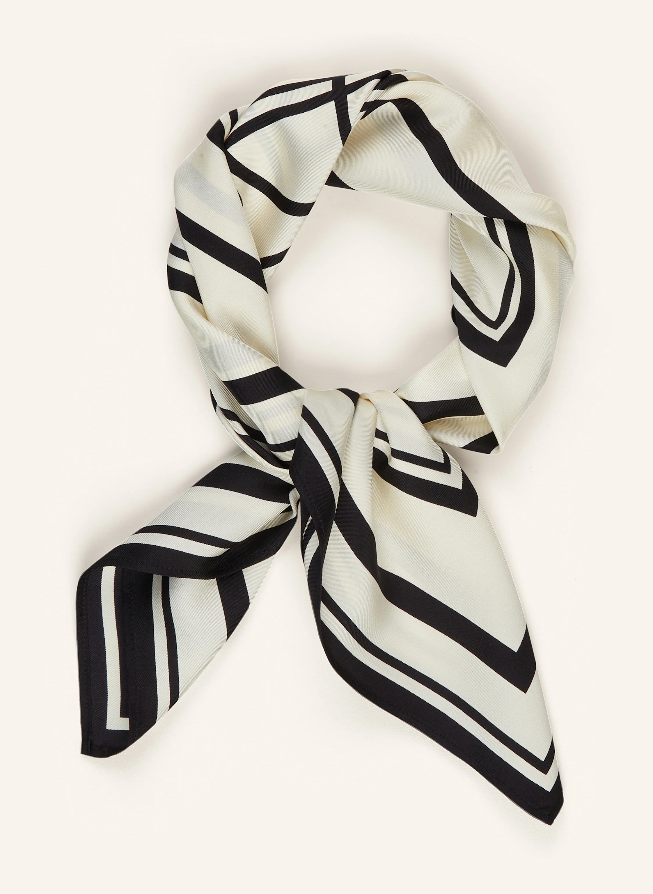 ANINE BING Silk scarf in ecru/ black