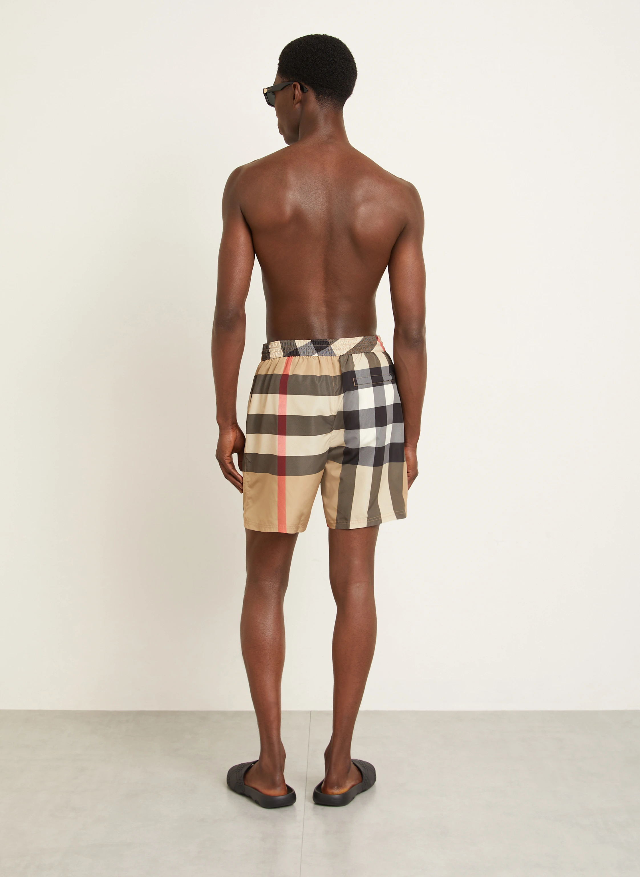 BURBERRY Swim Shorts in beige / brown / red