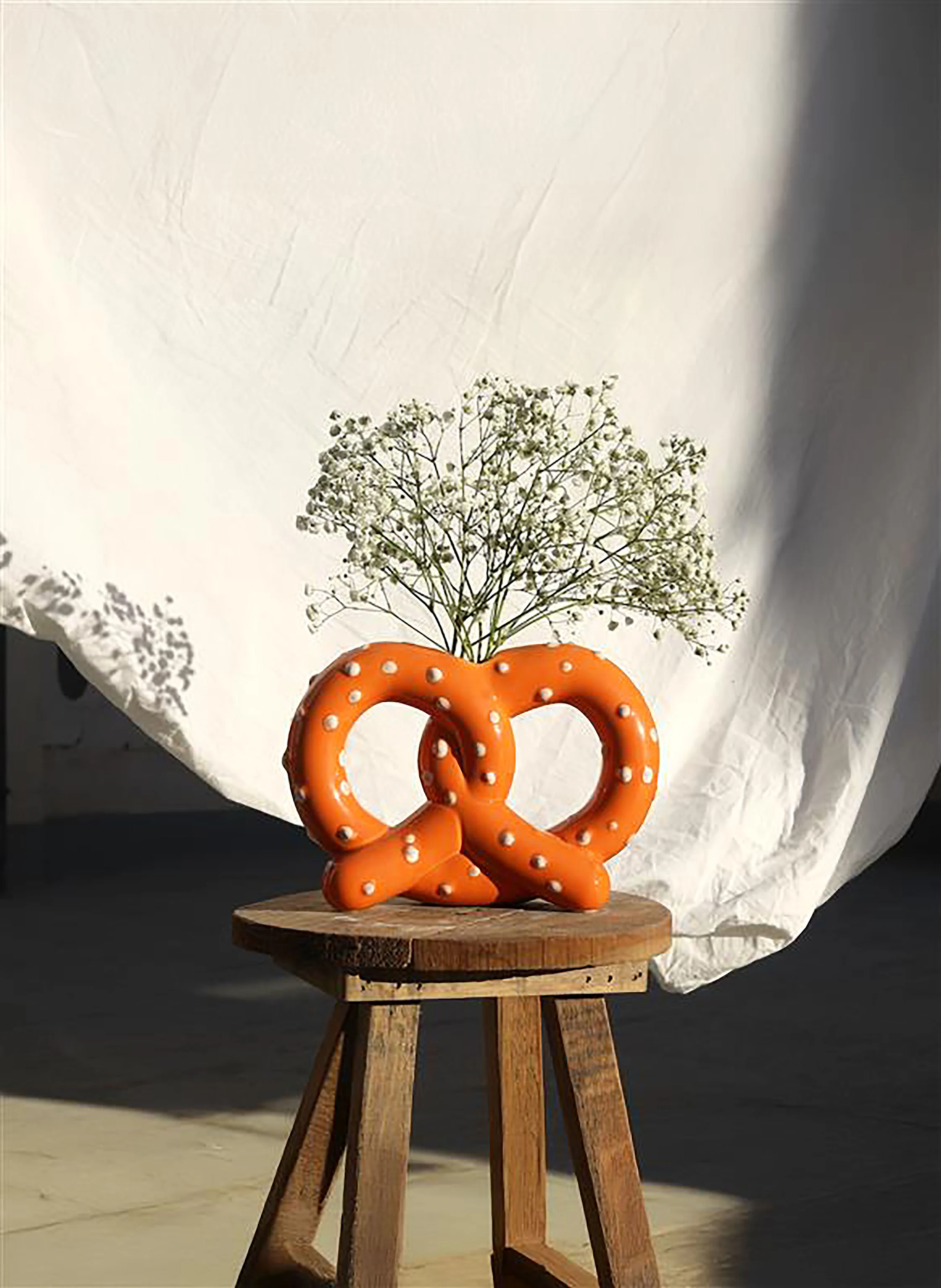 fluid MARKET Vase BRETZEL Höhe: 16 cm in orange / creme