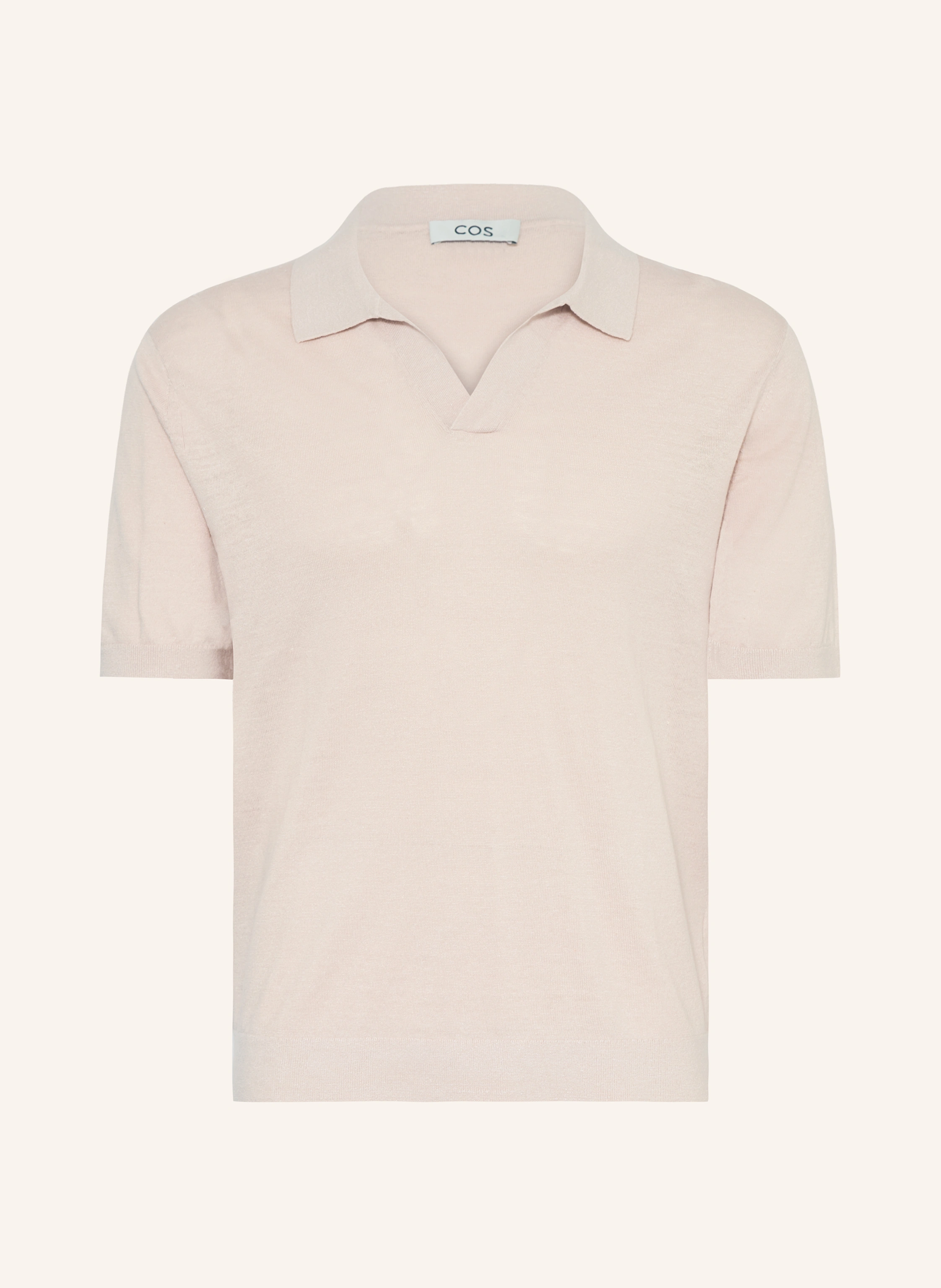 COS Knitted polo shirt Loose fit in linen in cream