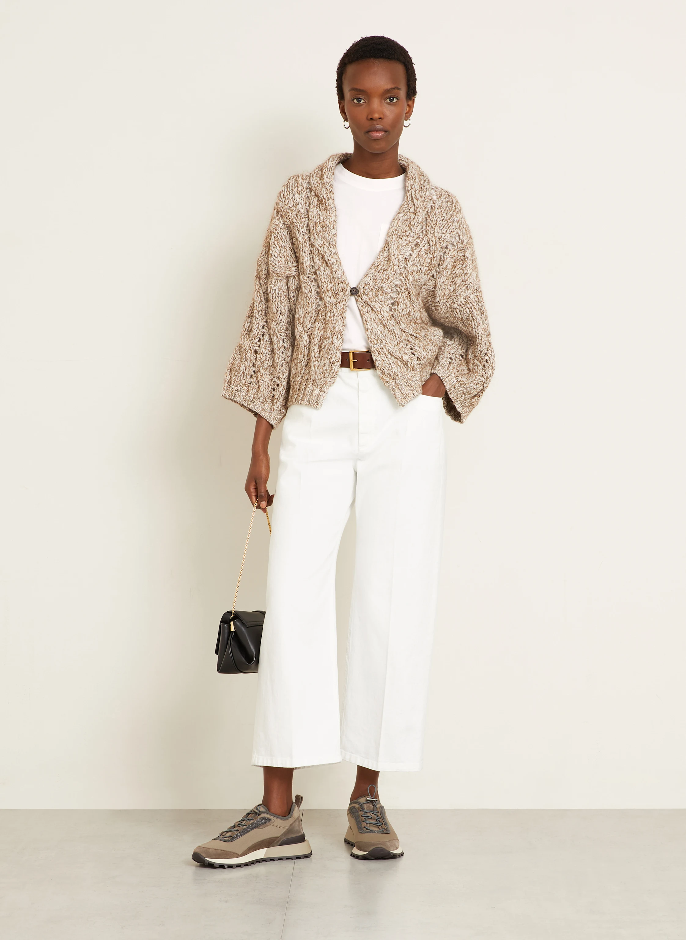 Cardigan Brunello Cucinelli Conscious - Ceinturé Avec Paillettes - Taille S - Neuf Sans étiquettes