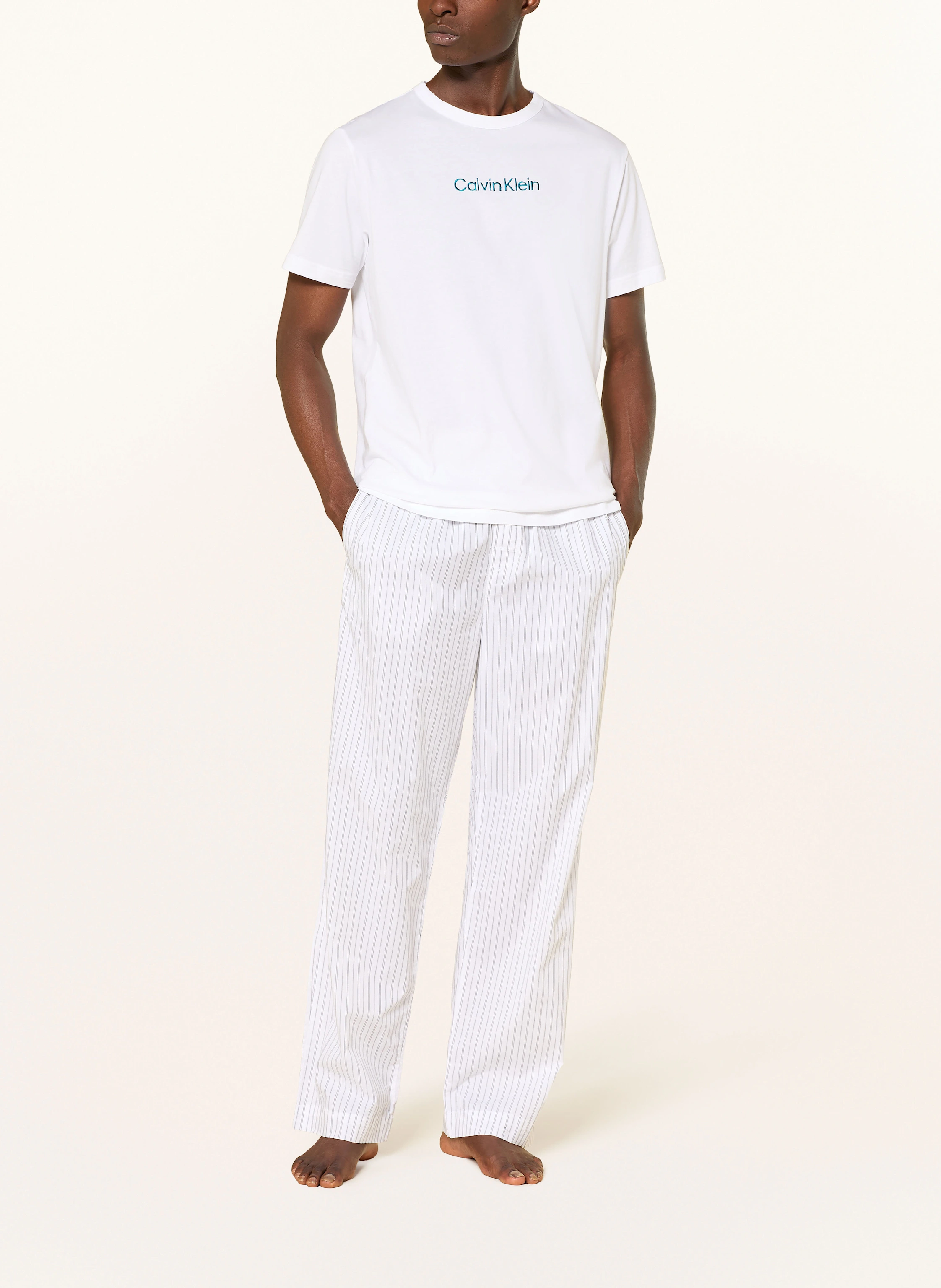 Calvin Klein Pajama shirt: 41G Classic White w/ Deep Lagoon Logo