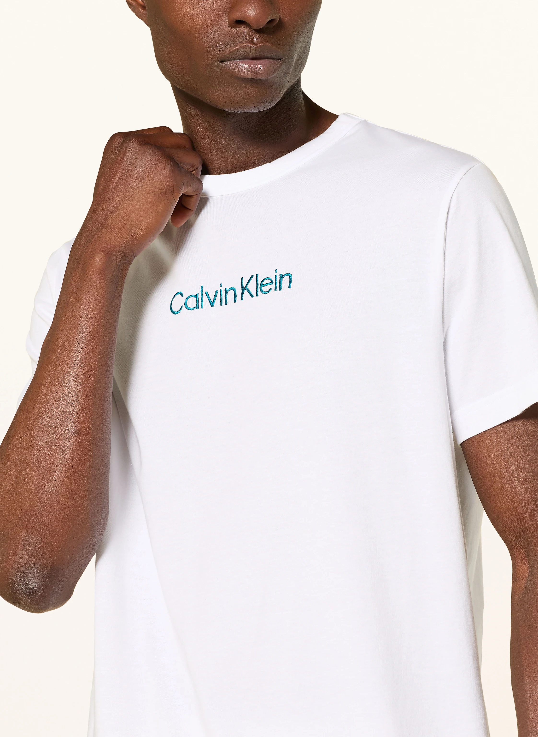 Calvin Klein Pajama shirt: 41G Classic White w/ Deep Lagoon Logo