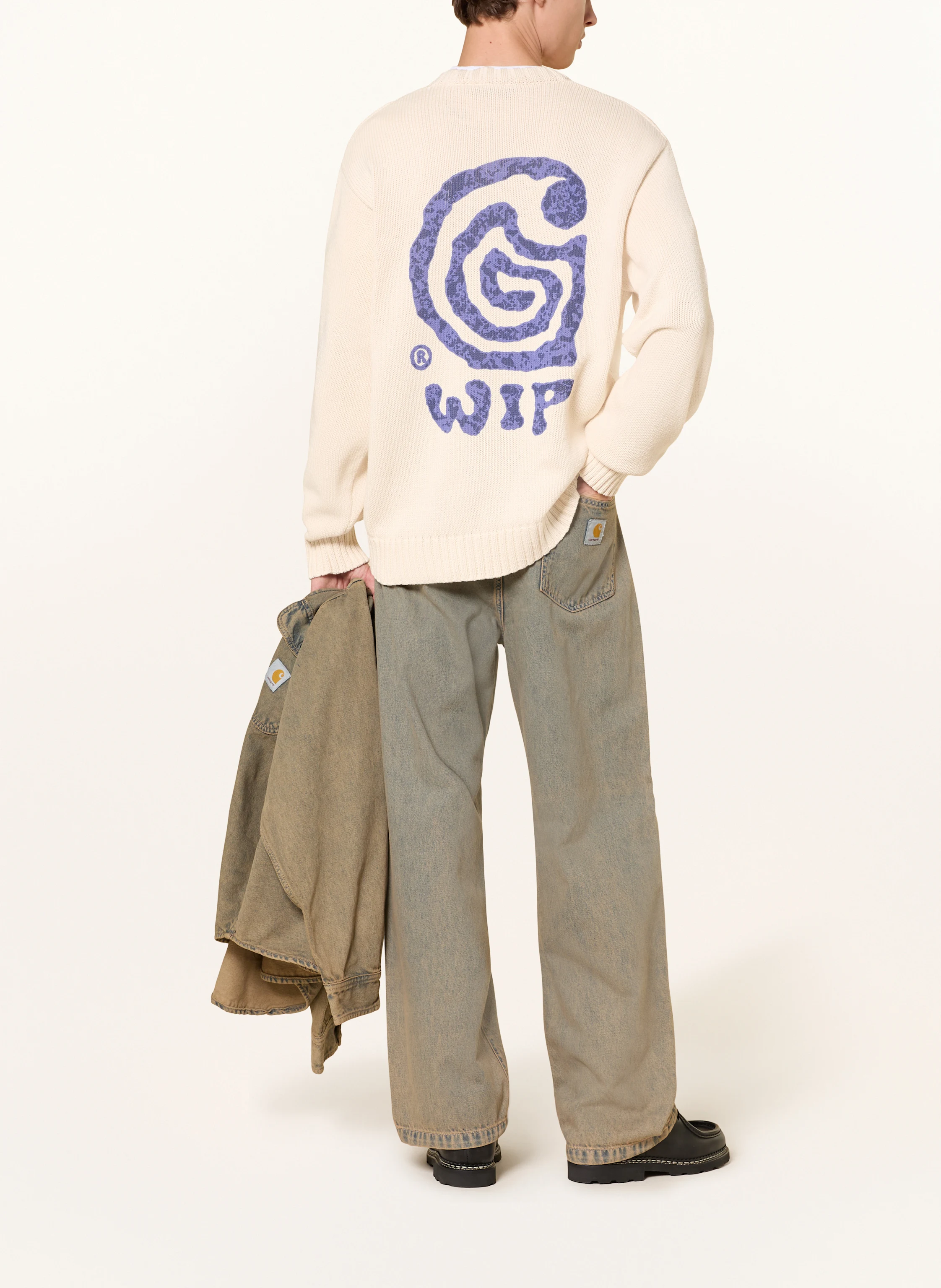 carhartt WIP Sweater HELIX in cream / purple / dark purple
