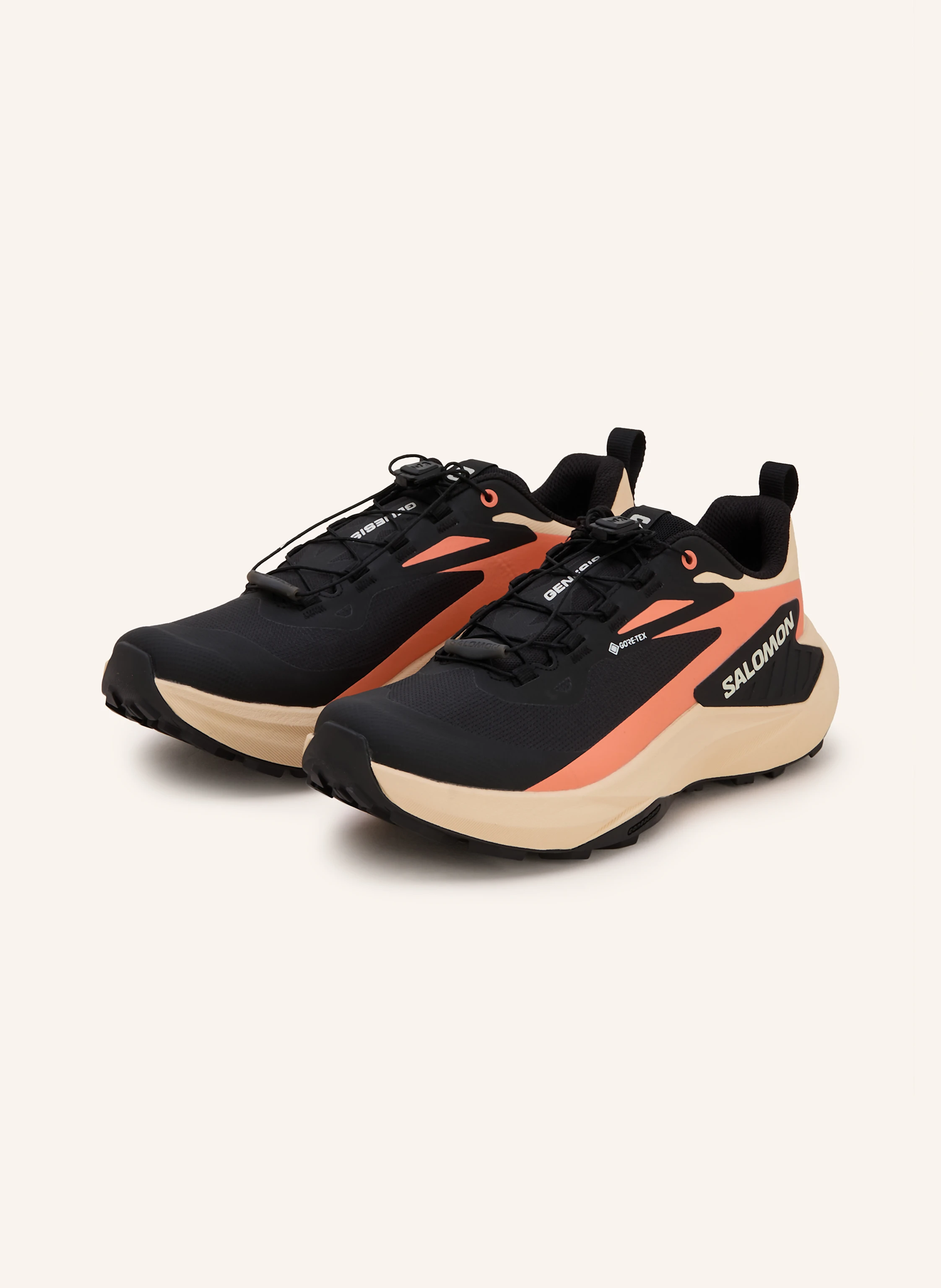 SALOMON GENESIS GTX trail running shoes in black/ salmon