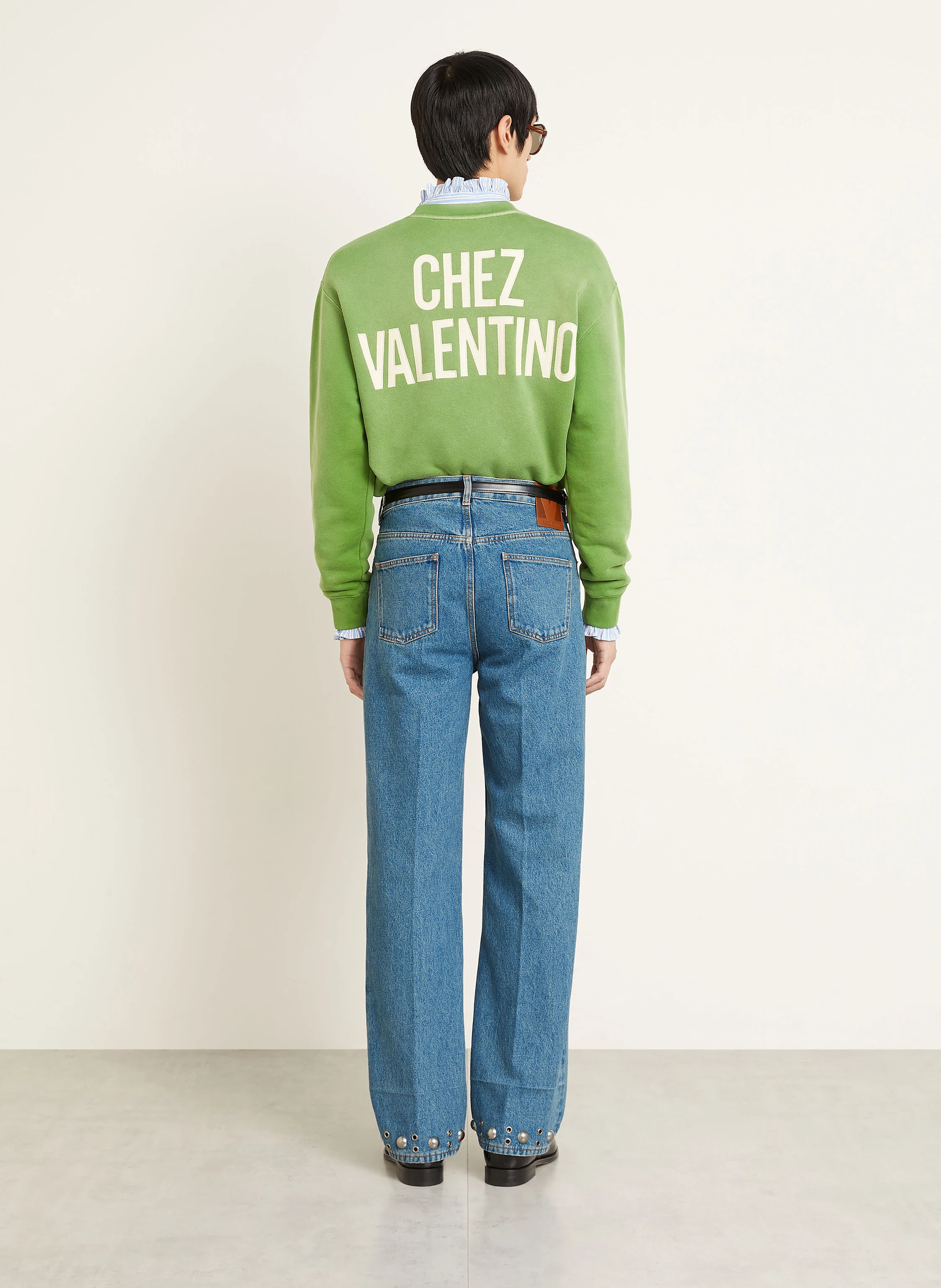 VALENTINO Jeans with decorative beads in 558 medium blue denim