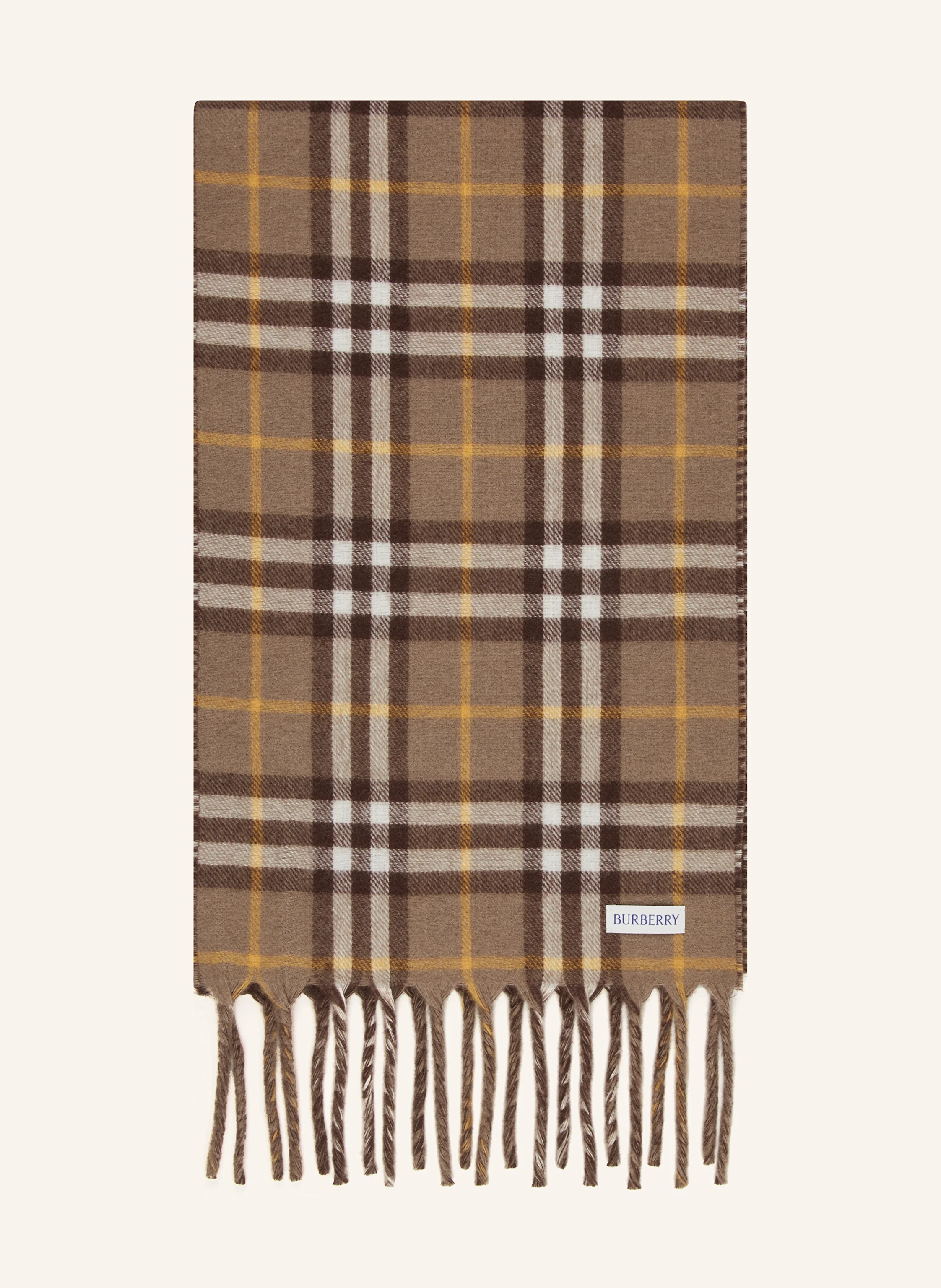 BURBERRY Cashmere-Schal in dunkelbraun/ hellbraun/ gelb - Main Image