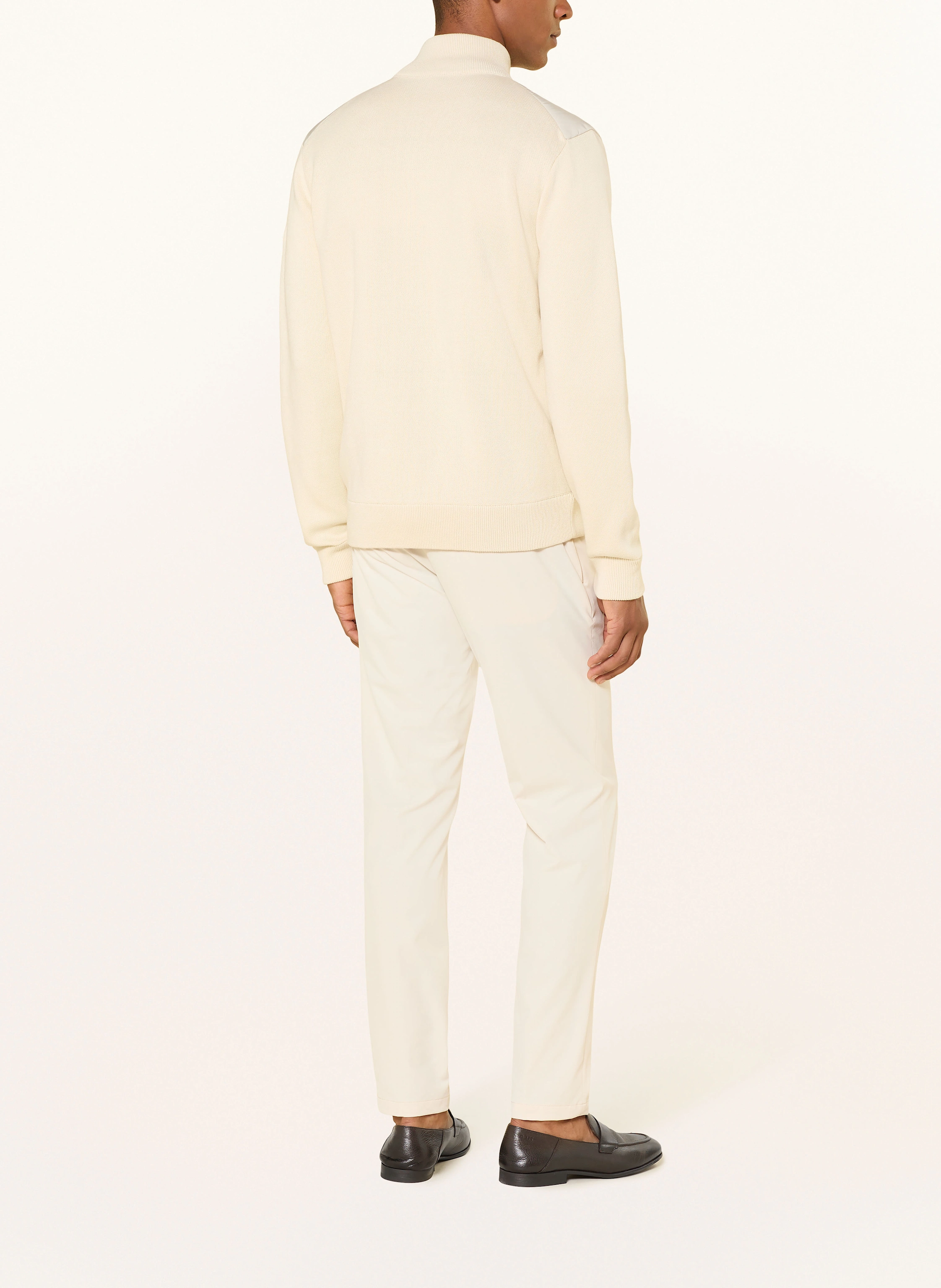 BOSS IBAIO bomber jacket in mixed materials: ECRU