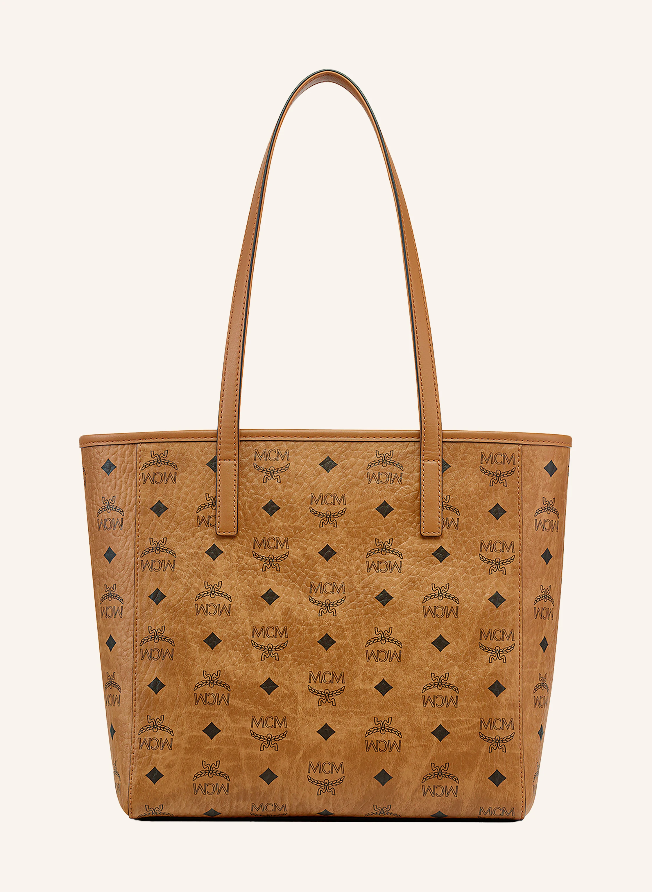 Mcm Toni Top Zip Shopper In Visetos MCM Shopper TONI In Cognac
