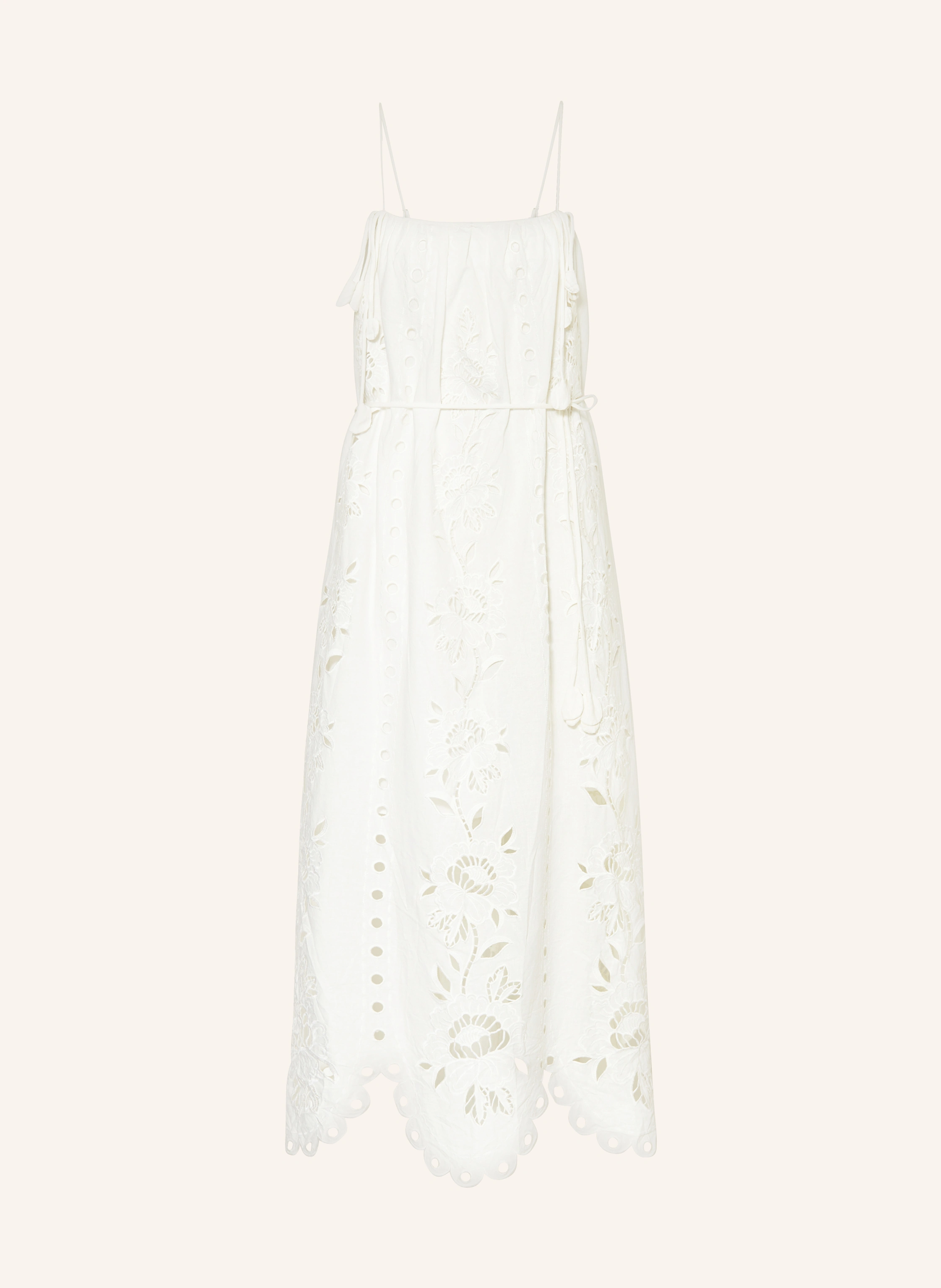 FARM RIO Dress with linen and broderie anglaise in white FARM RIO Dress with linen and broderie anglaise in white