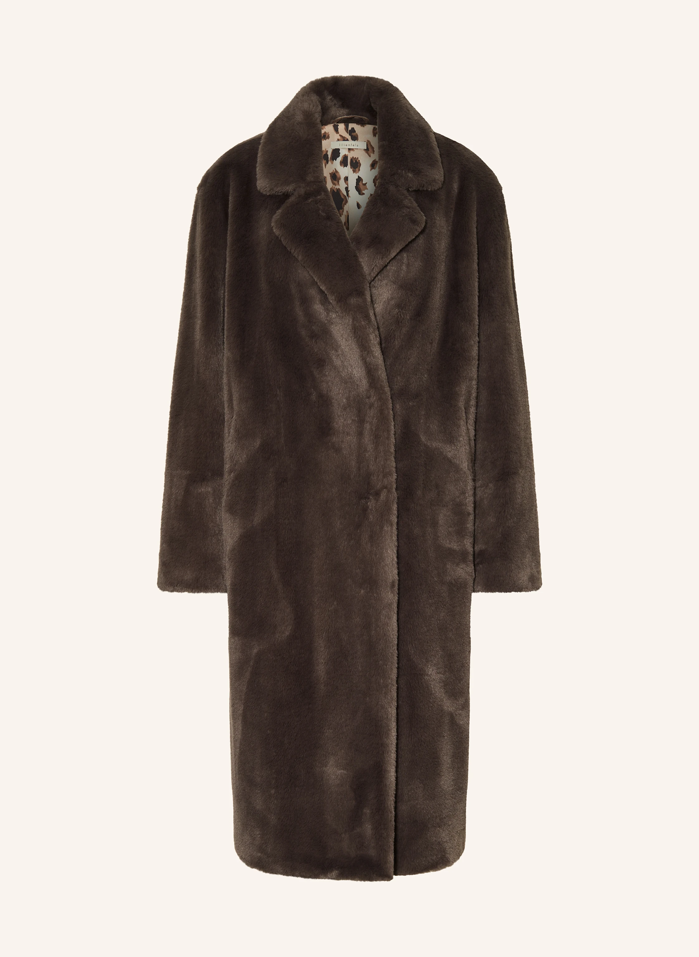 BLUELEA Fur pocket coat ブルレア コート lilienfels Faux fur coat in dark brown