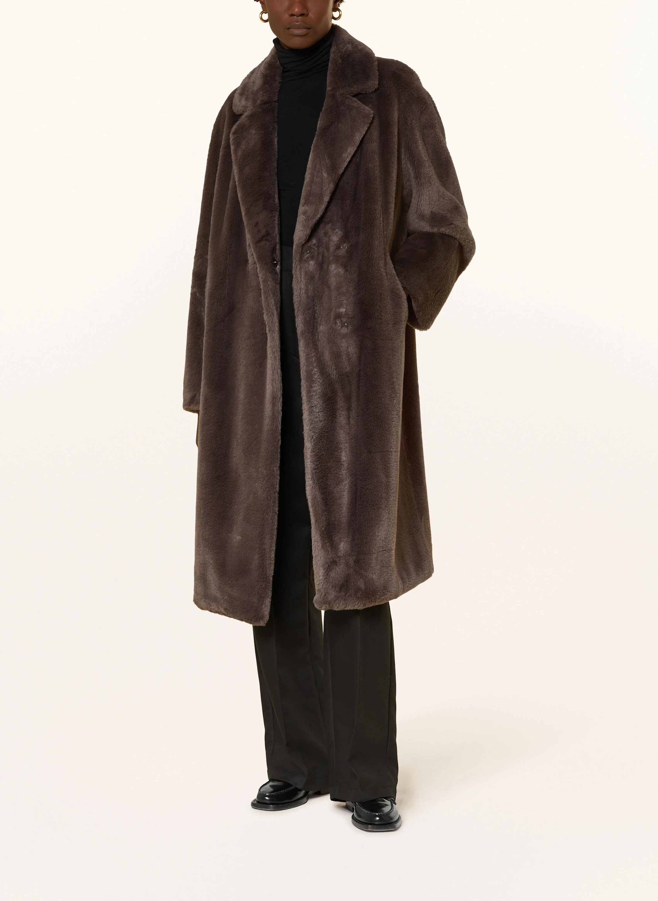 lilienfels Faux fur coat in dark brown