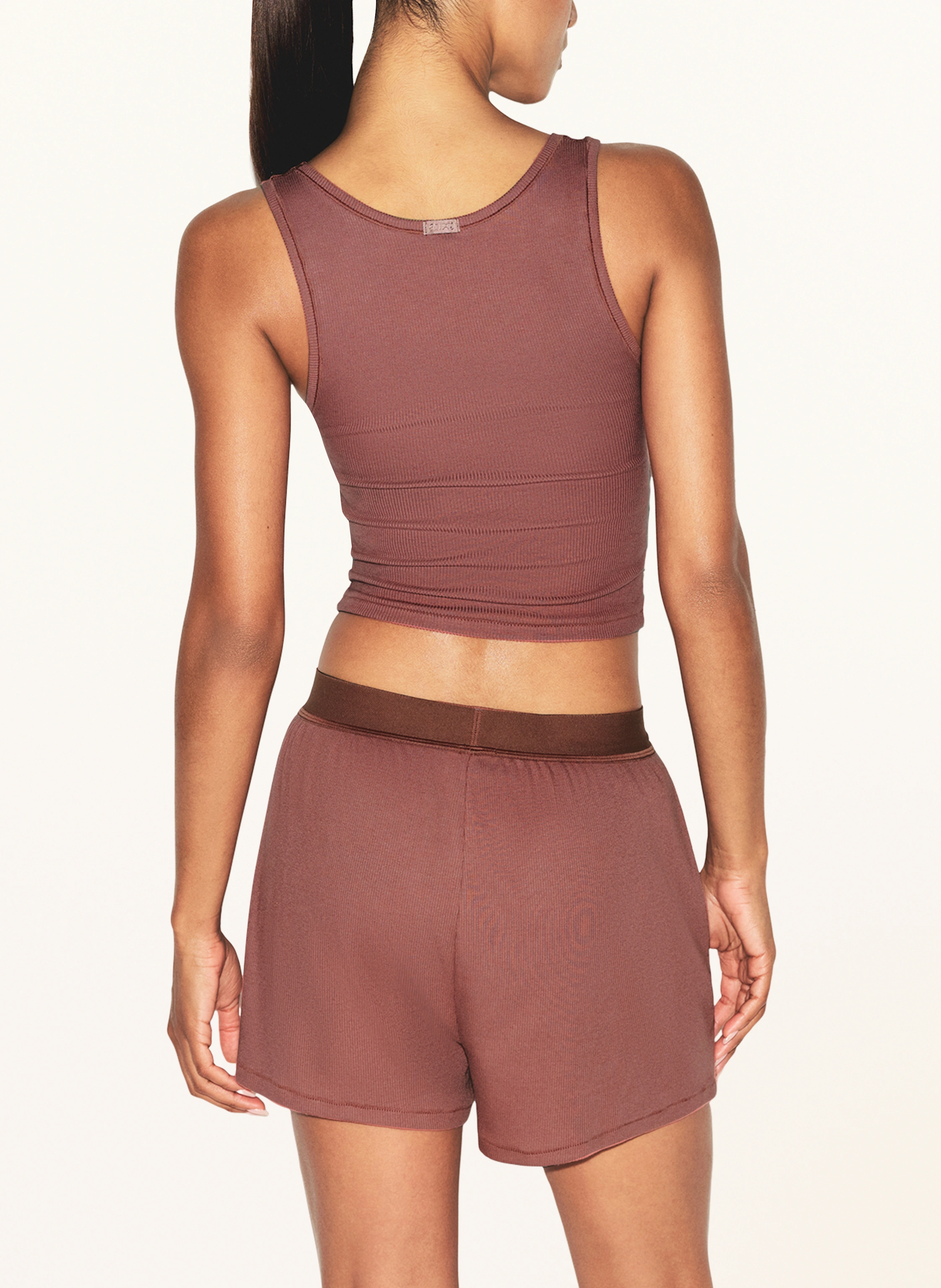SKIMS COTTON RIB lounge shorts: redwood redwood