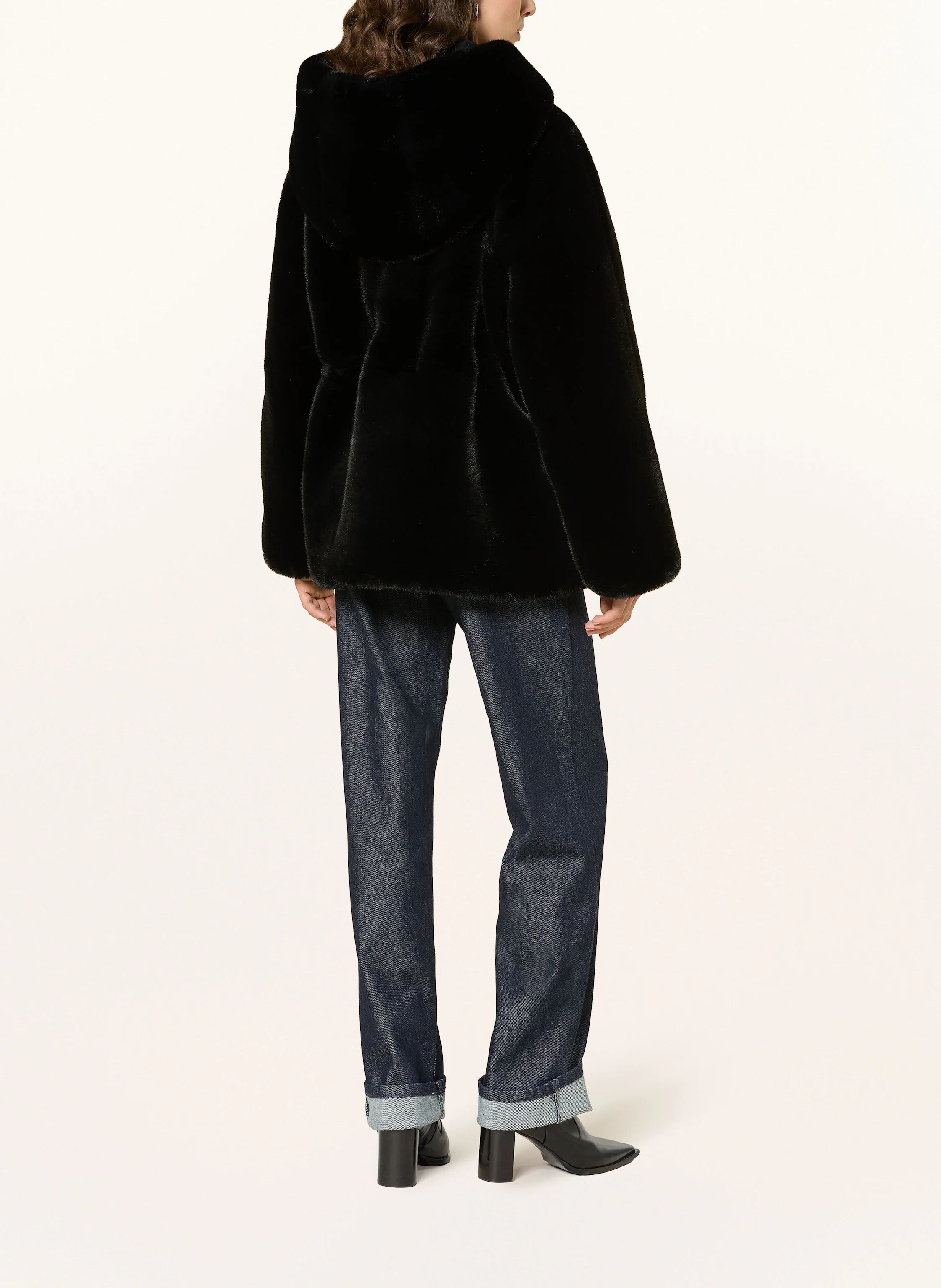 EMPORIO ARMANI Reversible faux fur jacket in black