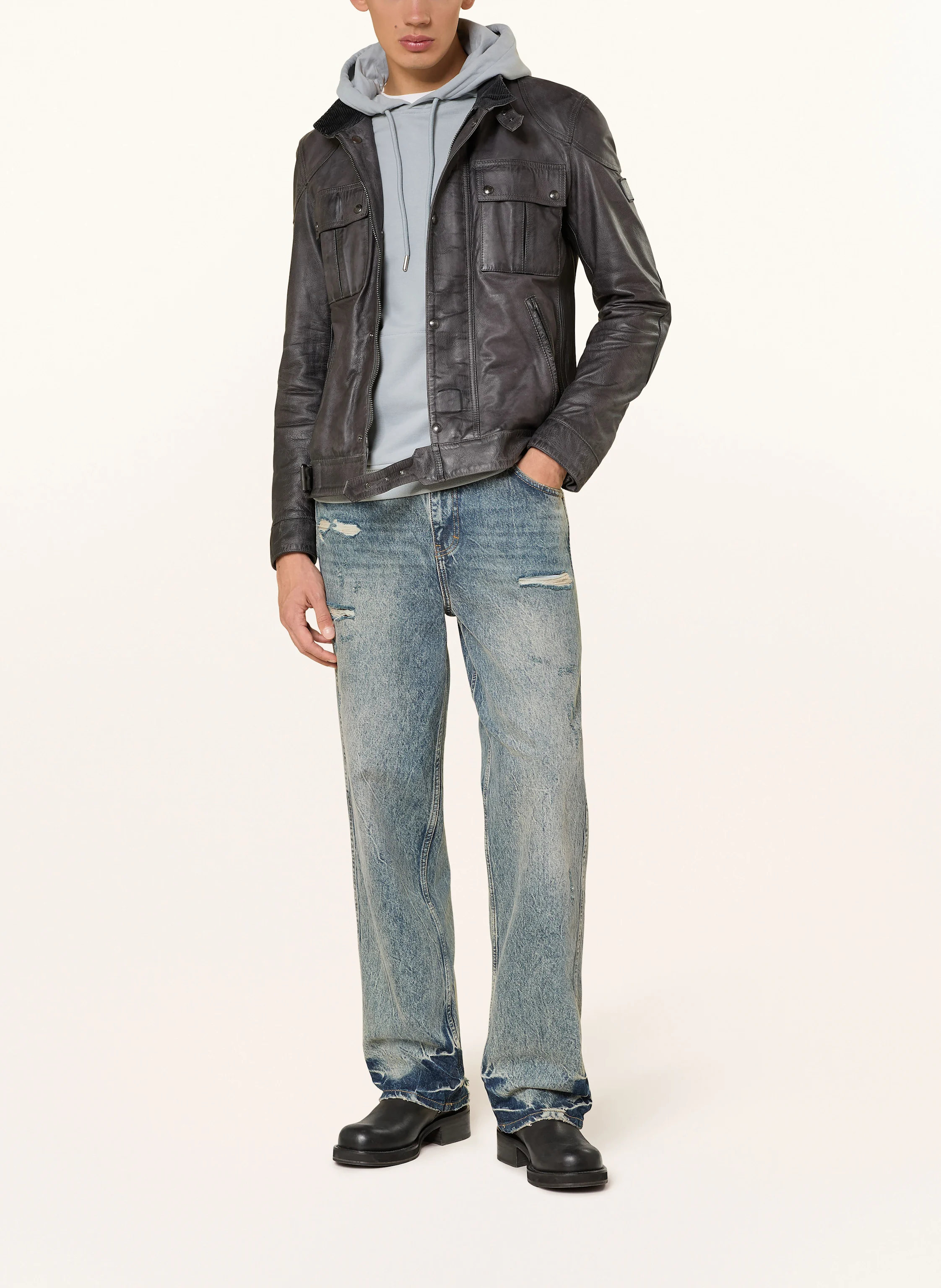 BELSTAFF Lederjacke LEGACY GANGSTER in dunkelgrau