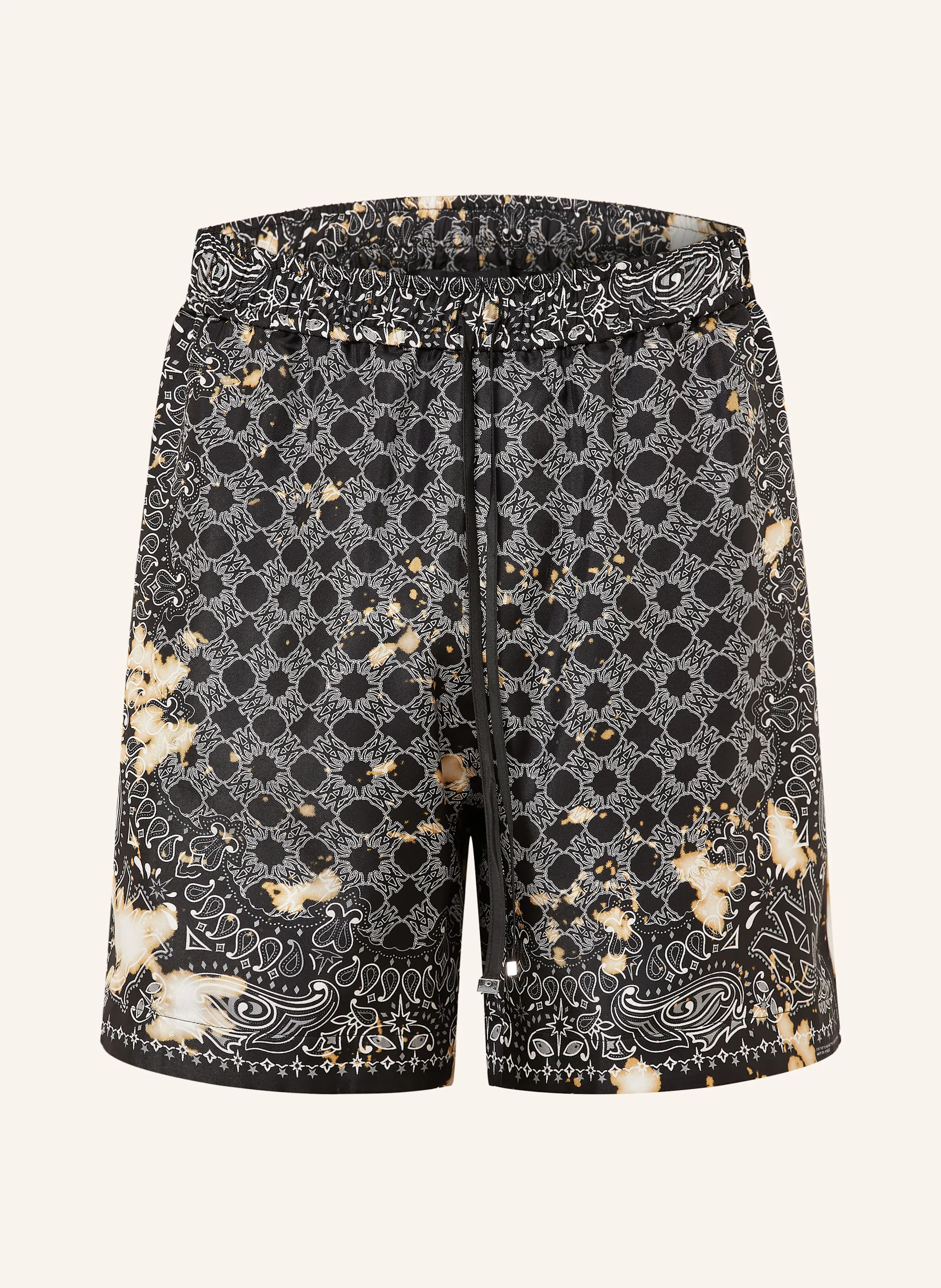 AMIRI Silk shorts in black / white / beige