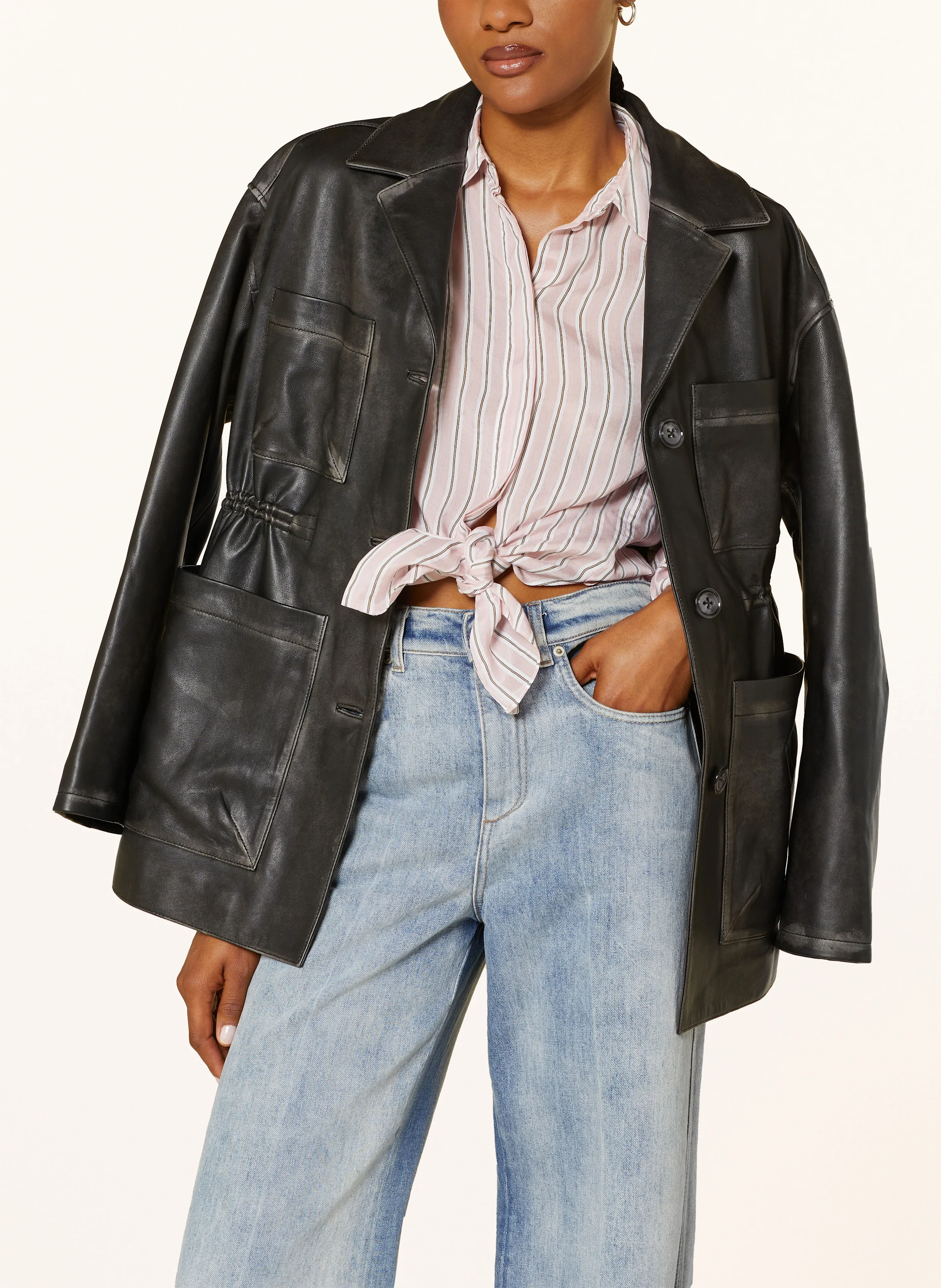 DOROTHEE SCHUMACHER Leather jacket SLEEK STATEMENT in black
