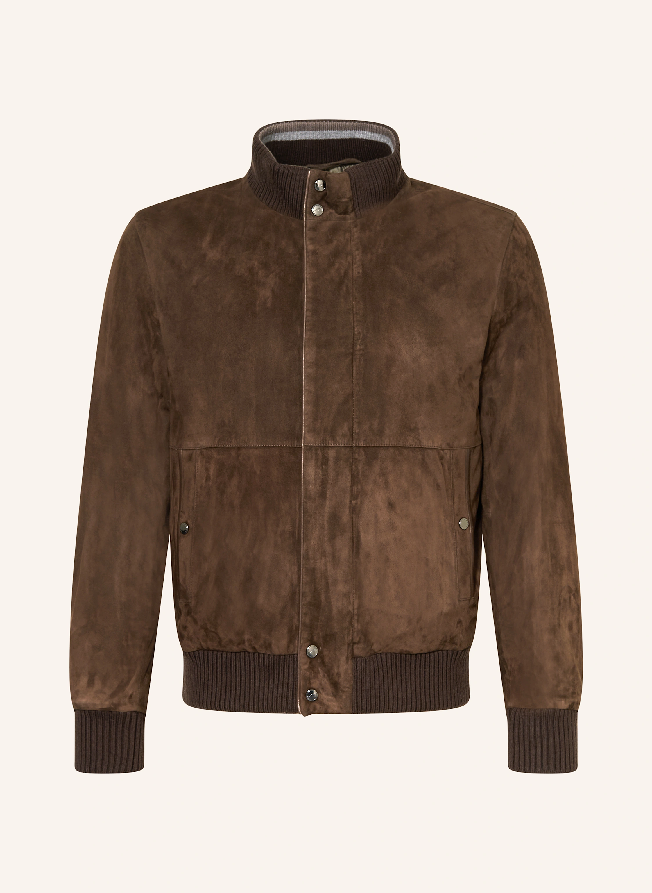 PAUL SHARK Leather bomber jacket in dark brown