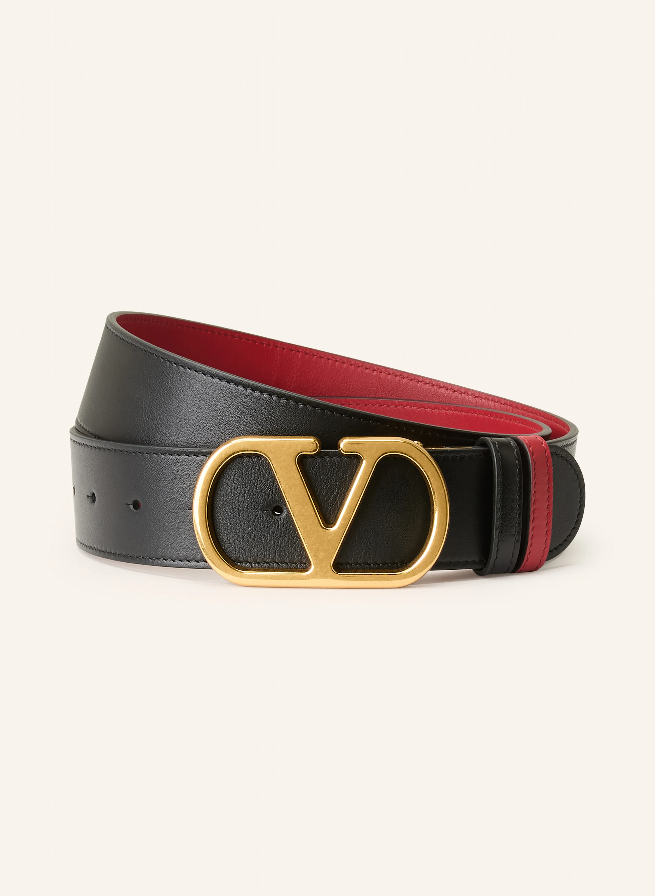 VALENTINO GARAVANI Läderbälte VLOGO SIGNATURE, vändbart: SVART / RÖD
