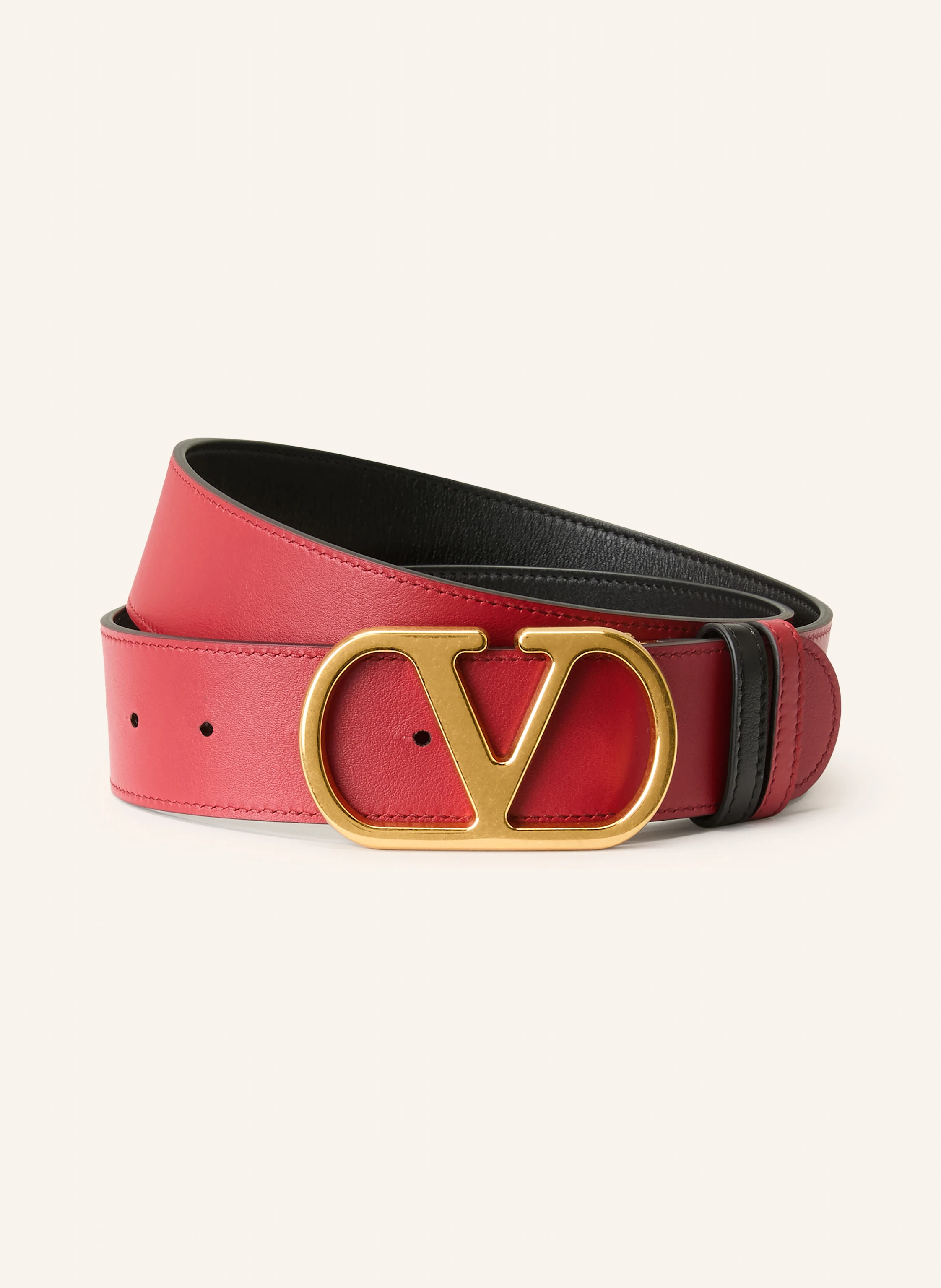 VALENTINO GARAVANI Läderbälte VLOGO SIGNATURE, vändbart: SVART / RÖD