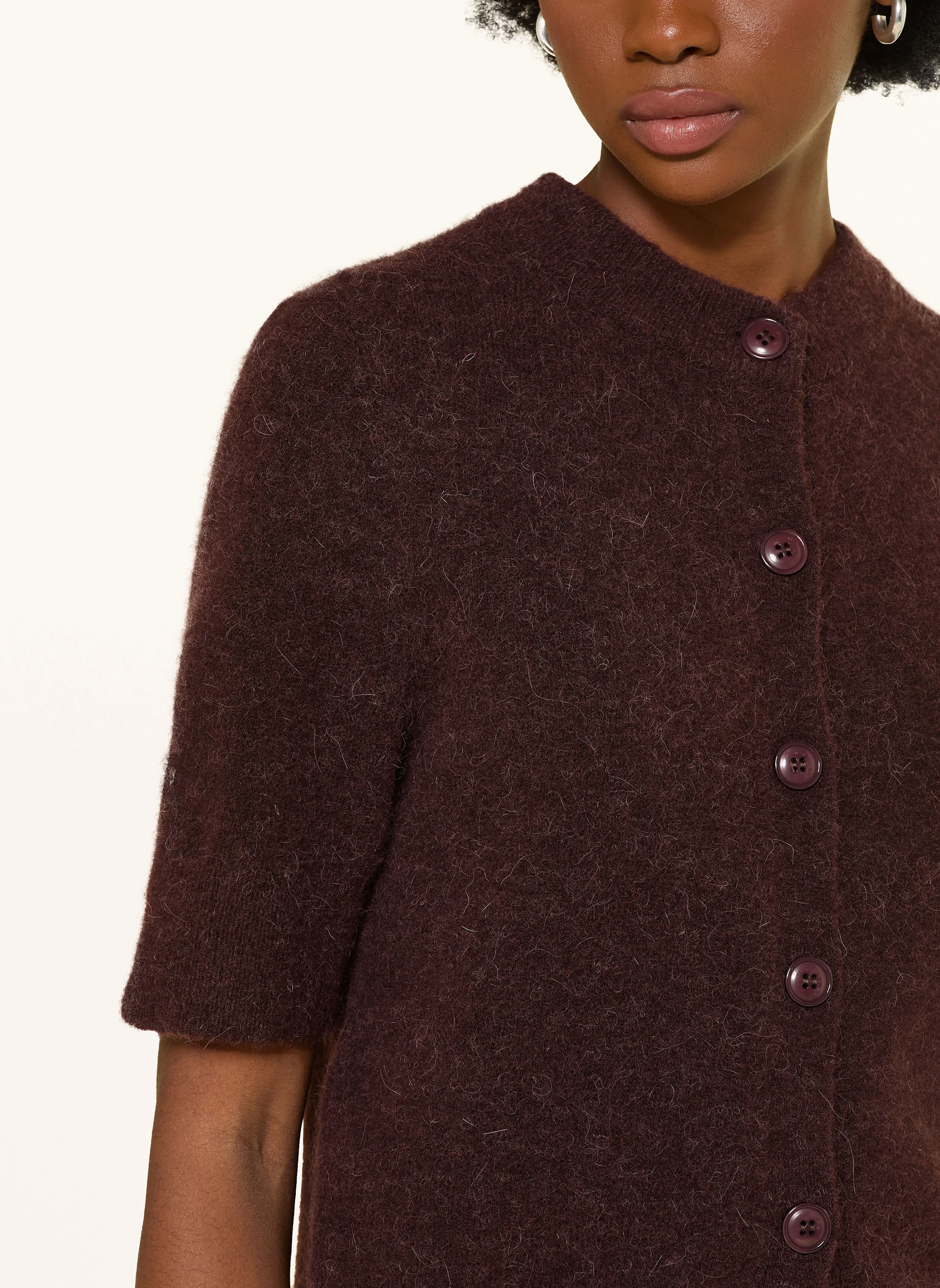 SAMSØE SAMSØE SANOURA cardigan with merino wool and alpaca: DARK RED