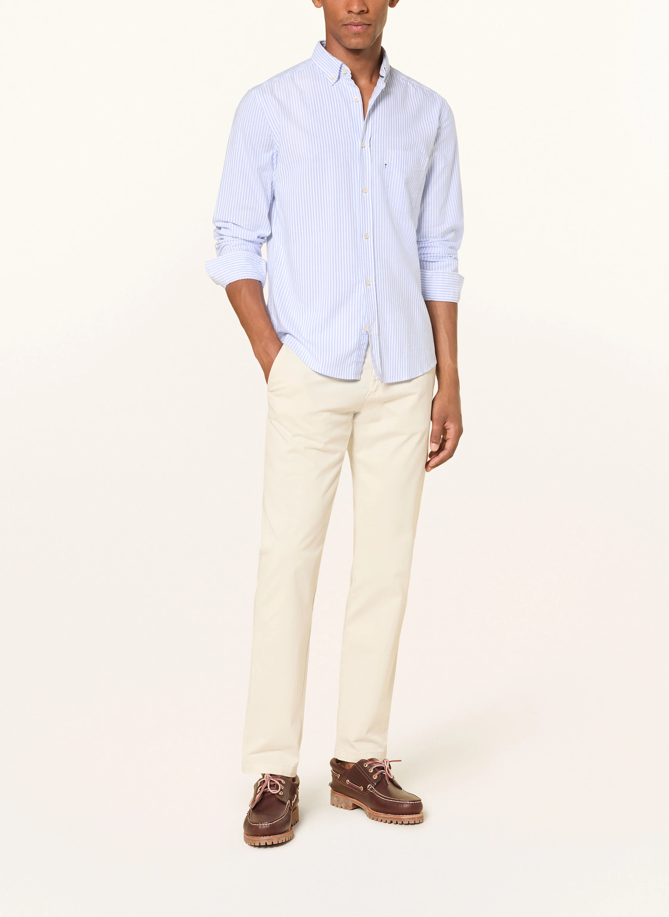 OLYMP Casual regular fit shirt: LIGHT BLUE / WHITE