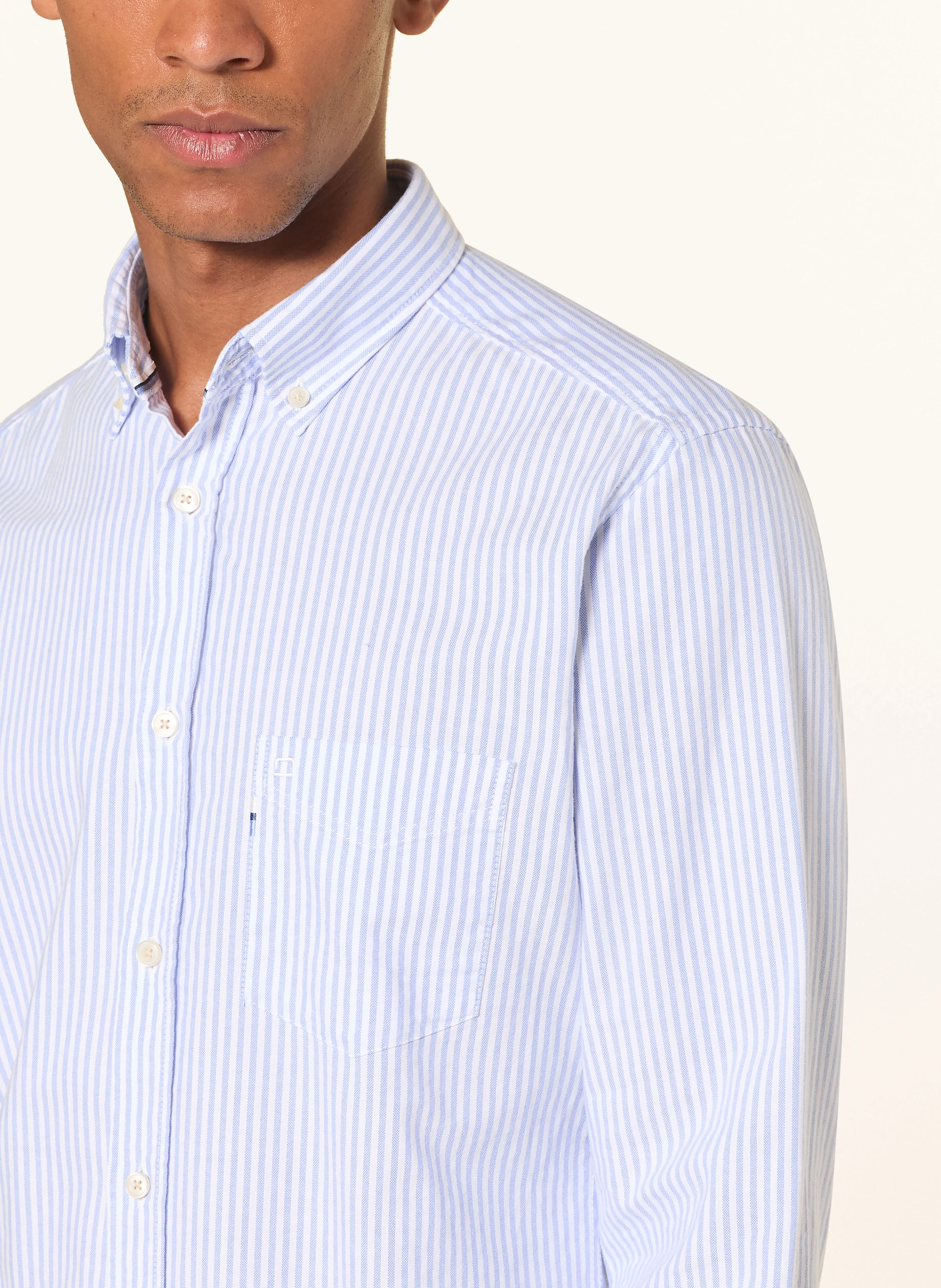 OLYMP Casual regular fit shirt: LIGHT BLUE / WHITE