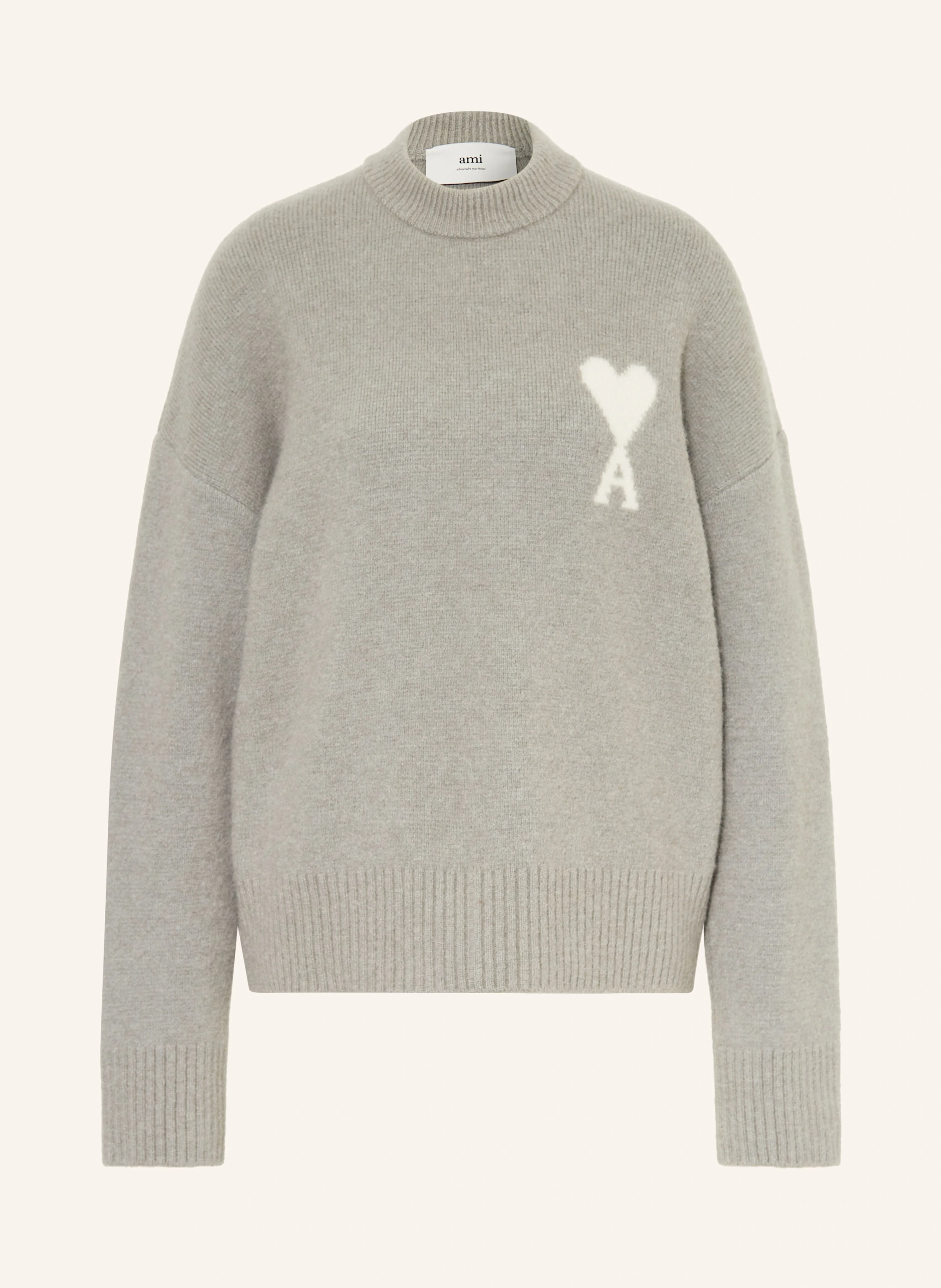 AMI PARIS Sweater with alpaca in gray