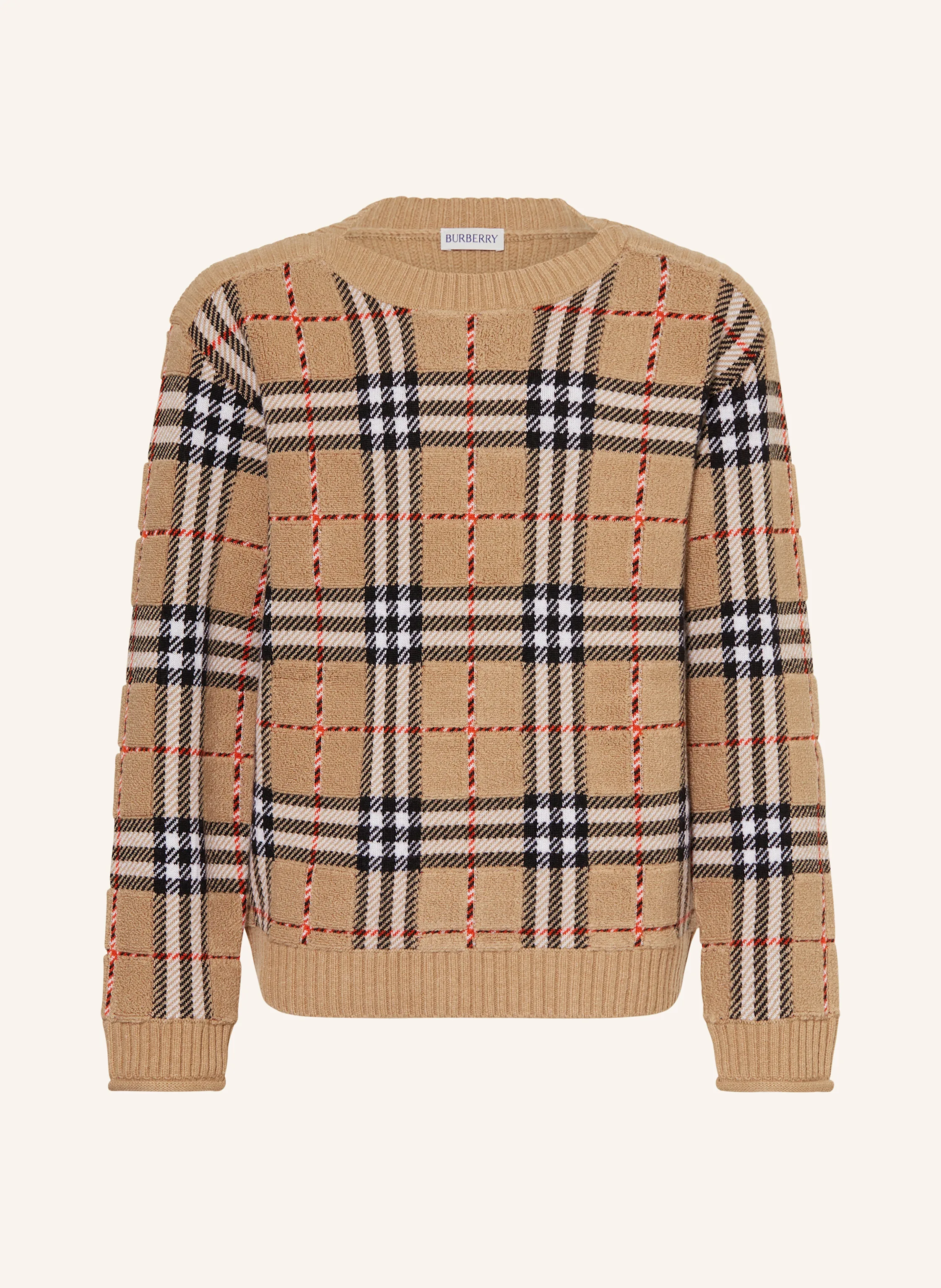 BURBERRY キッズ ニットジャケット　104cm BURBERRY Pullover im Materialmix KIDS in beige / schwarz / rot
