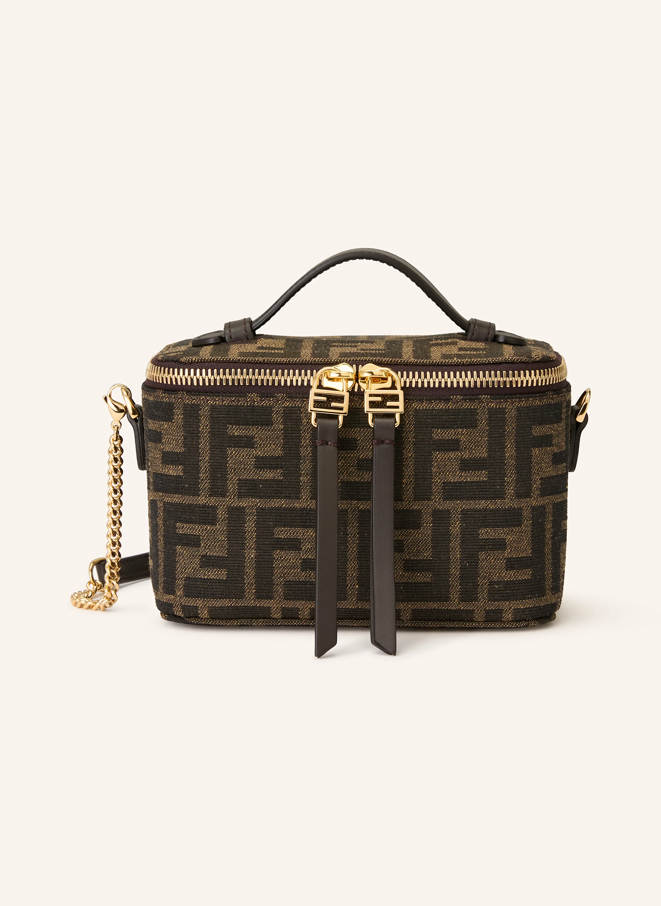 FENDI Jacquard waist bag VANITY in brown / dark brown