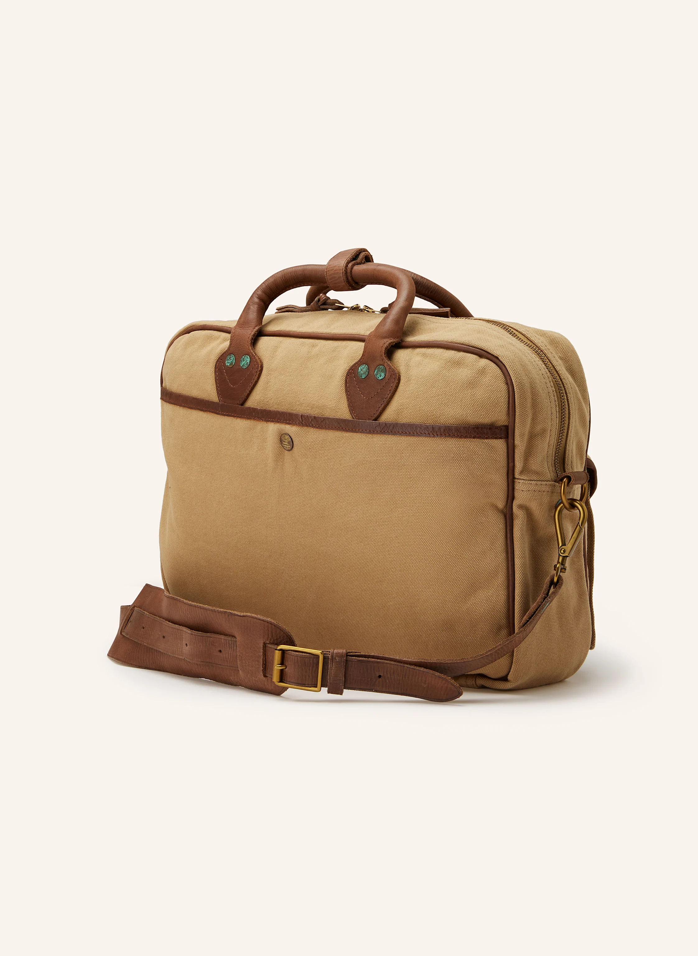 RRL Laptop bag in khaki/ dark brown