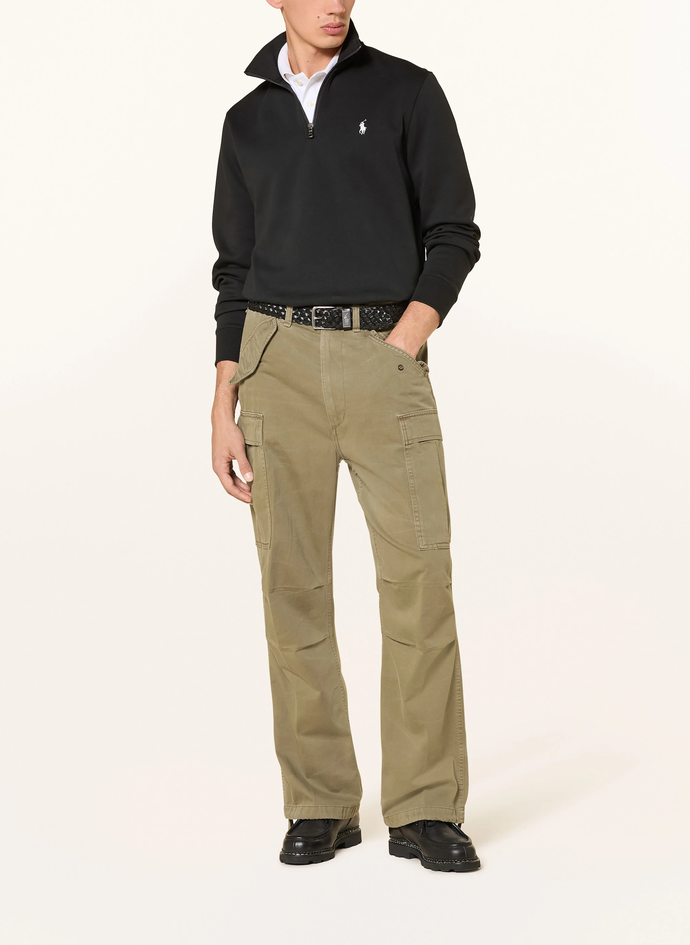 POLO RALPH LAUREN Jersey half-zip sweater: BLACK