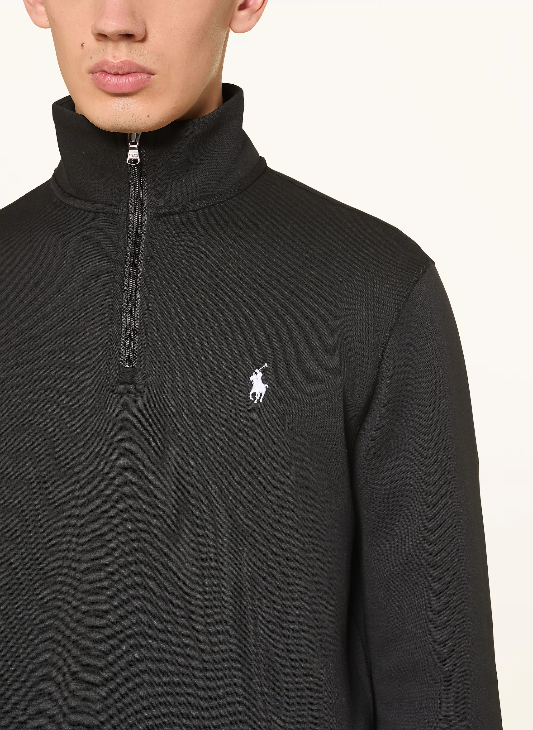 POLO RALPH LAUREN Jersey half-zip sweater: BLACK