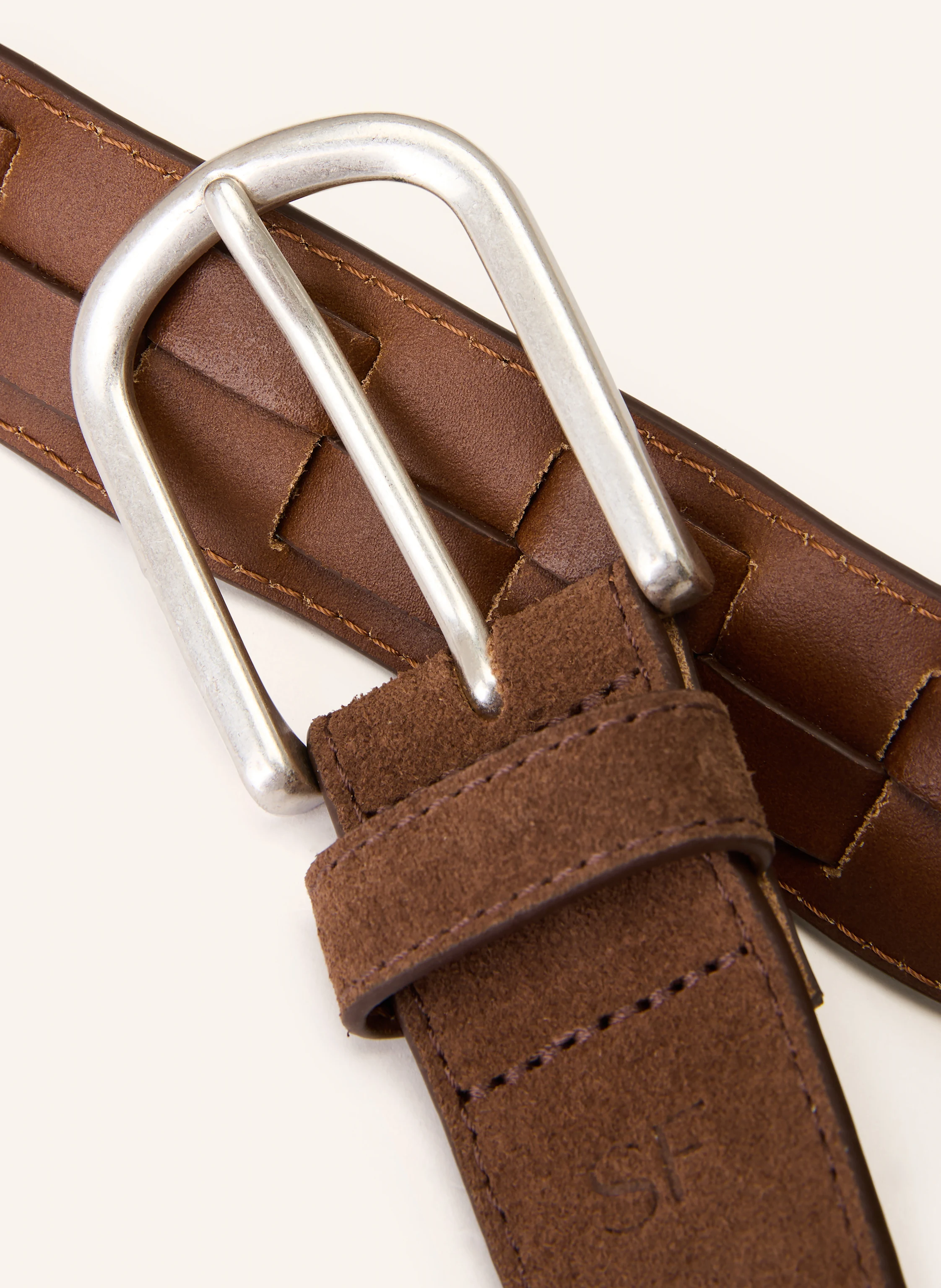 Vintage 90s Schuchard & Friese chocolate brown leather braided belt Vintage Brown Embossed Leather Belt: Schuchard & Friese  main image 2