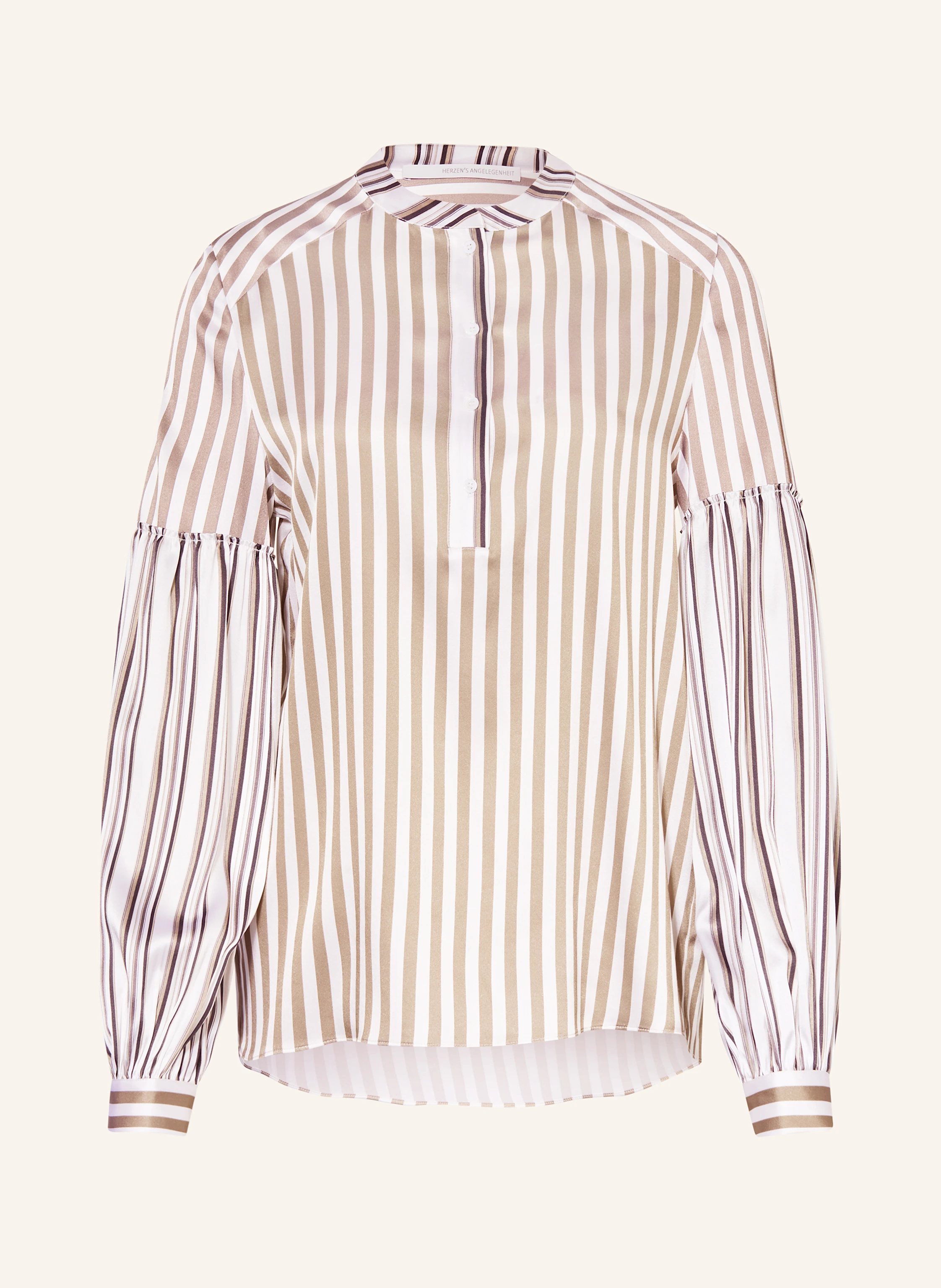 HERZEN'S ANGELEGENHEIT Bluse i silke: TAUPE / OLIVEN / HVID