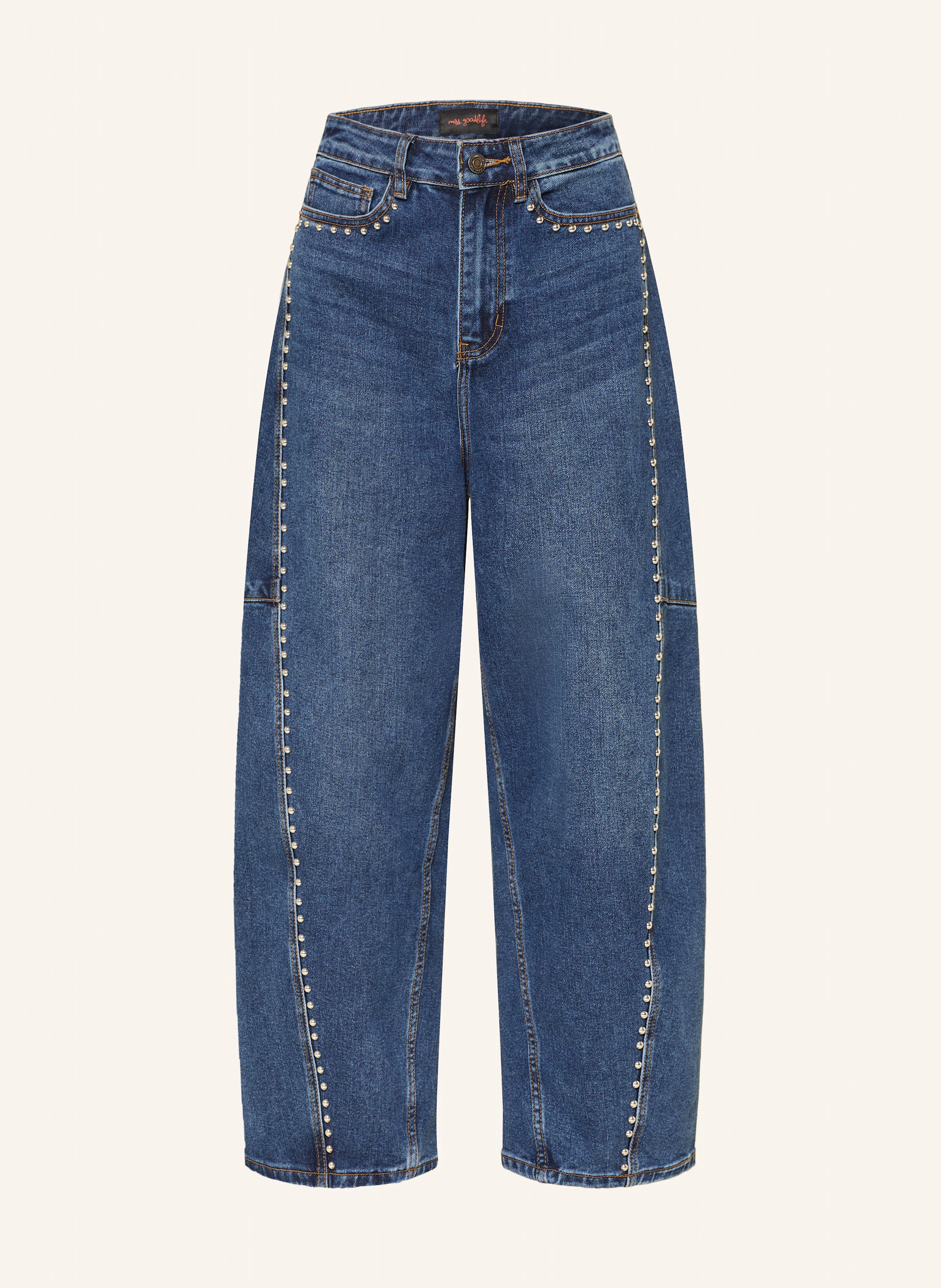 miss goodlife Jeansy barrel z ćwiekami kolor blue