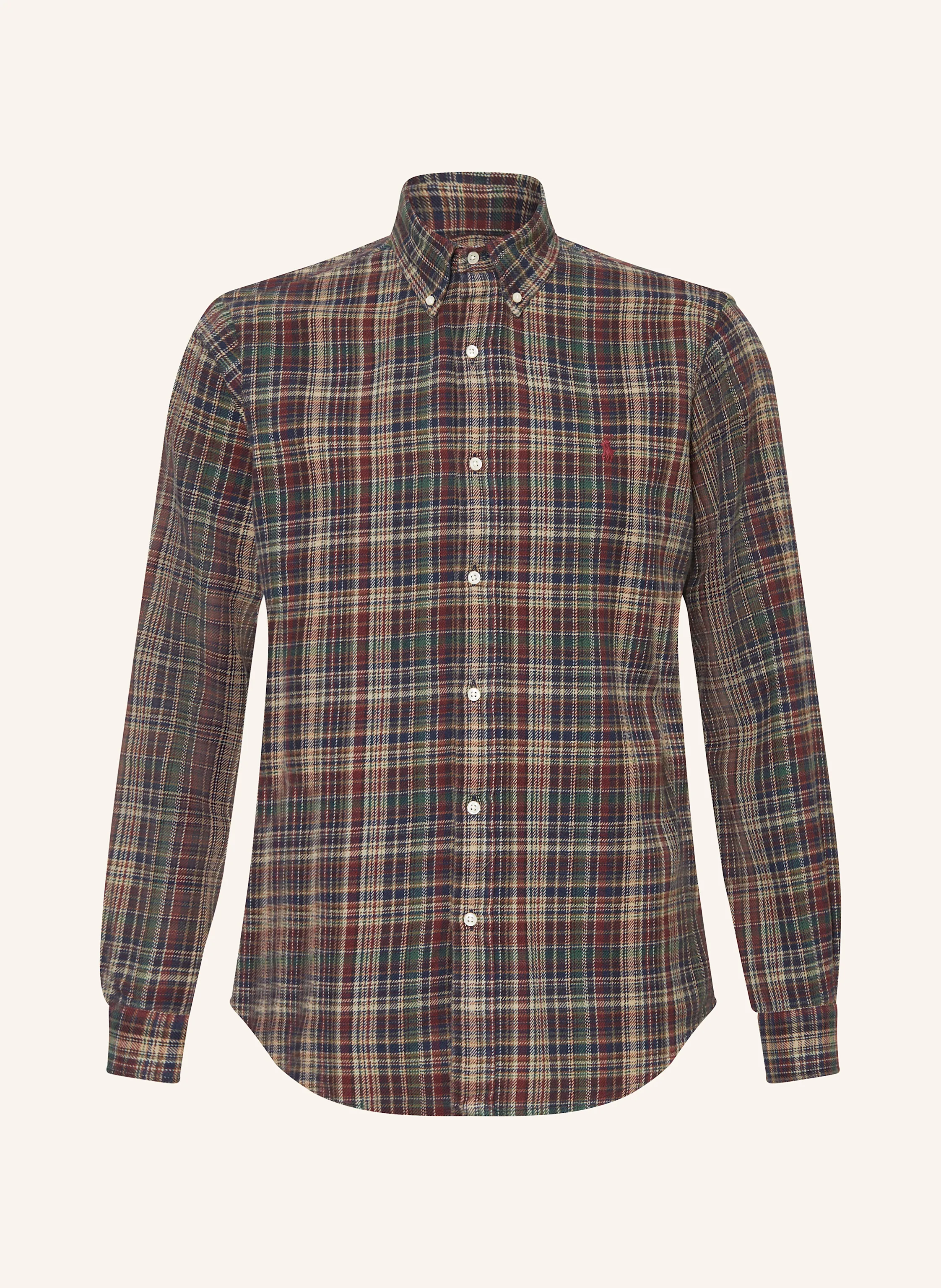 POLO RALPH LAUREN Flanellhemd Custom Fit: KHAKI / DUNKELROT / DUNKELBLAU