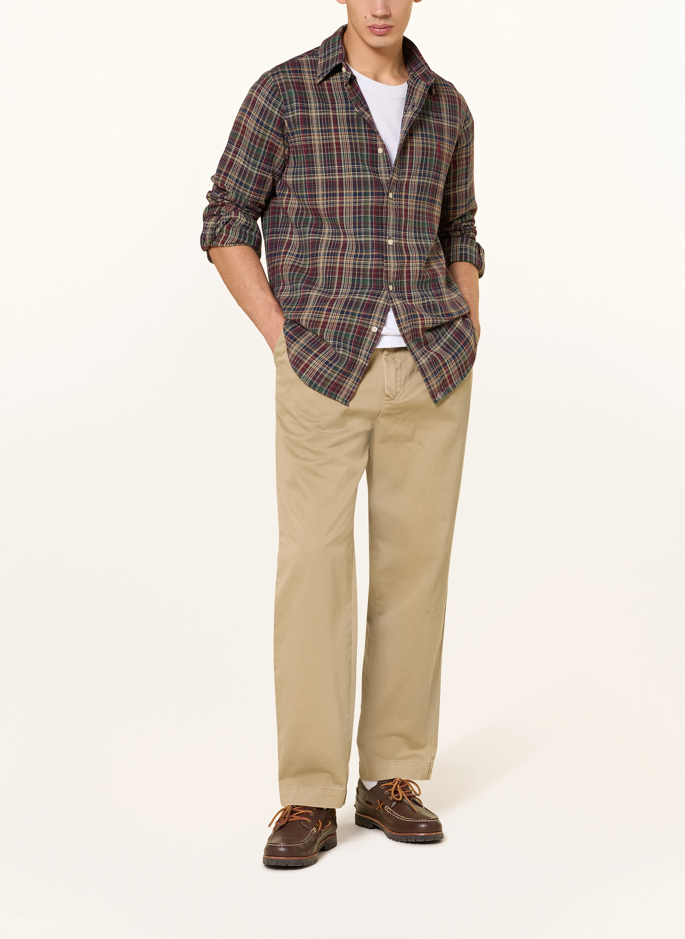 POLO RALPH LAUREN Flanellhemd Custom Fit: KHAKI / DUNKELROT / DUNKELBLAU
